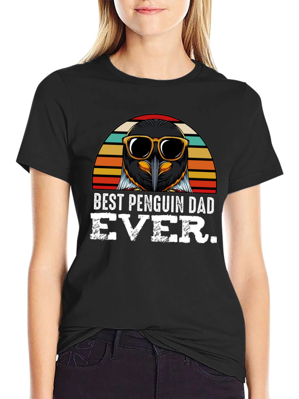 Best Penguin Dad Ever Black T-Shirt