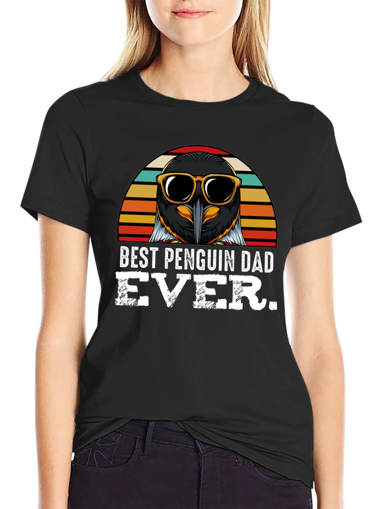 Best Penguin Dad Ever Black T-Shirt