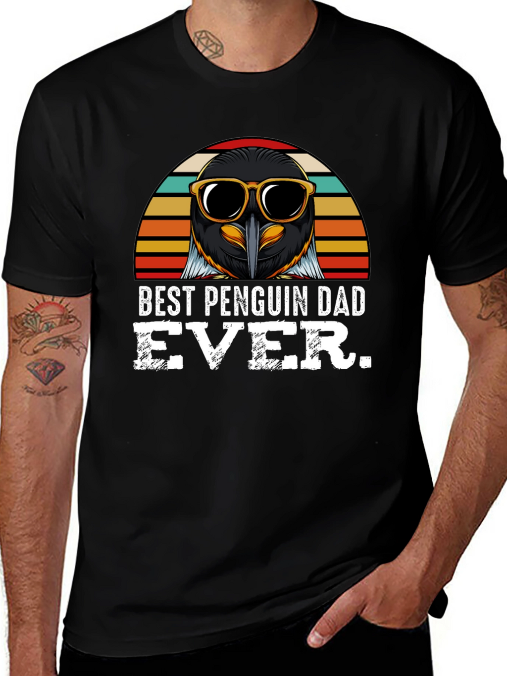 Best Penguin Dad Ever Black T-Shirt
