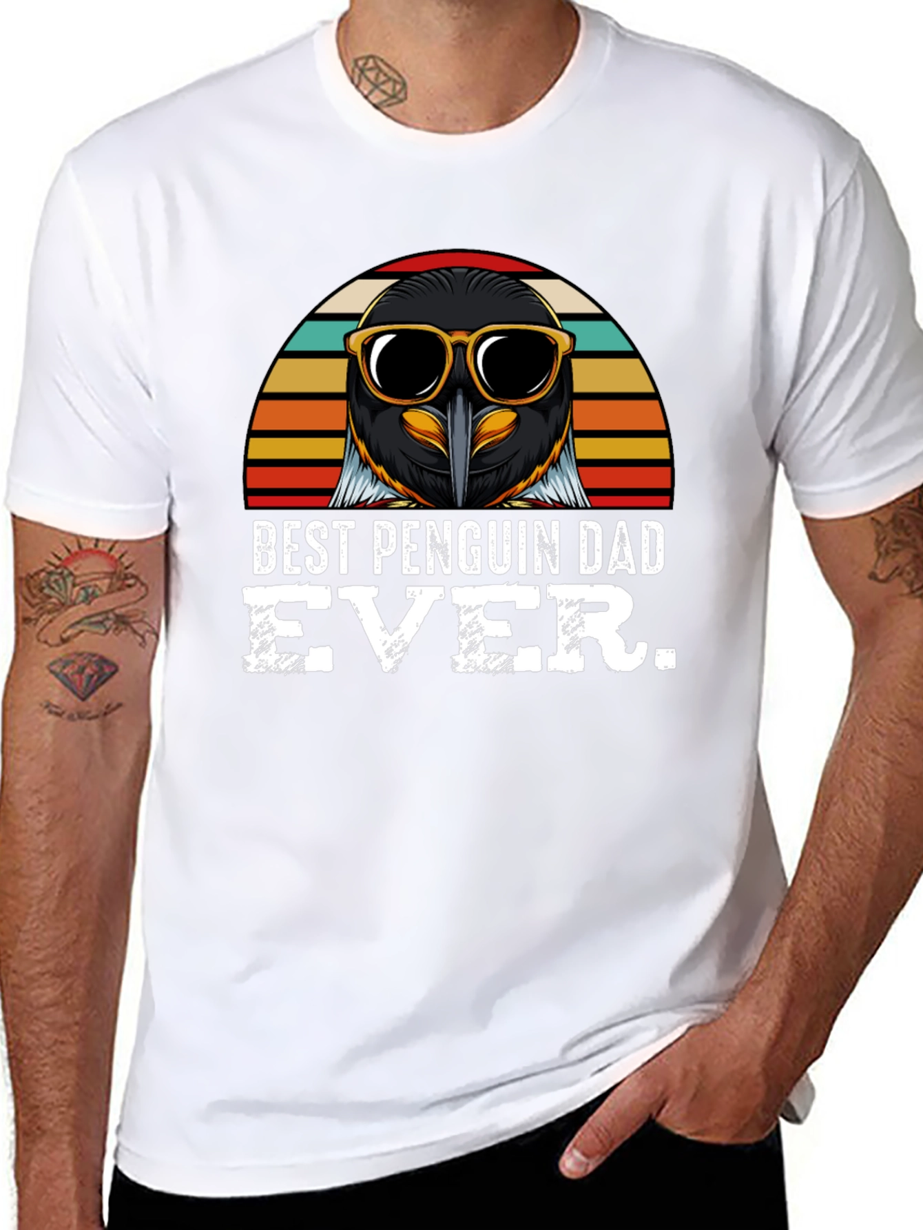 Best Penguin Dad Ever Black T-Shirt