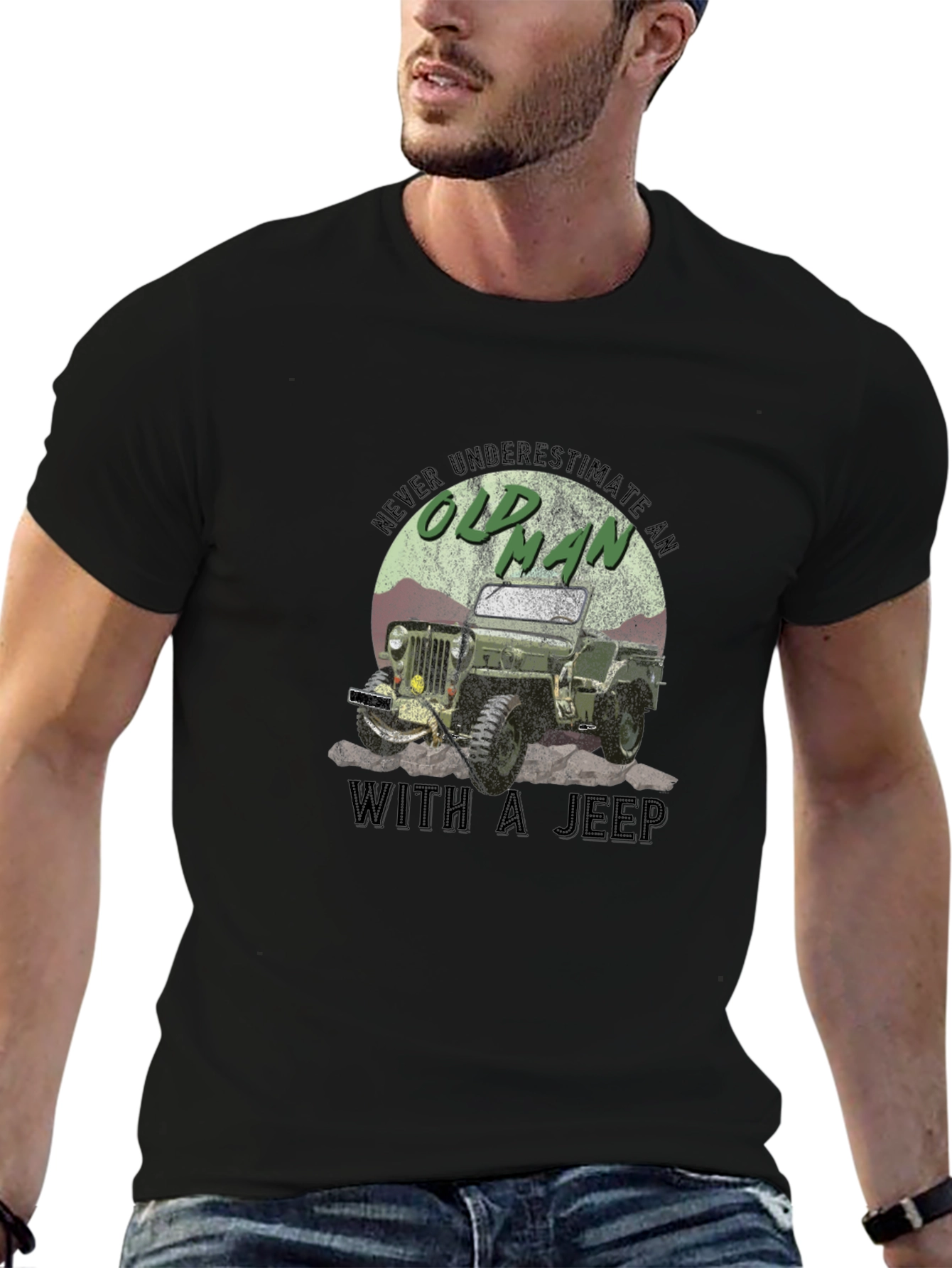 Old Man With a Jeep Graphic Tee