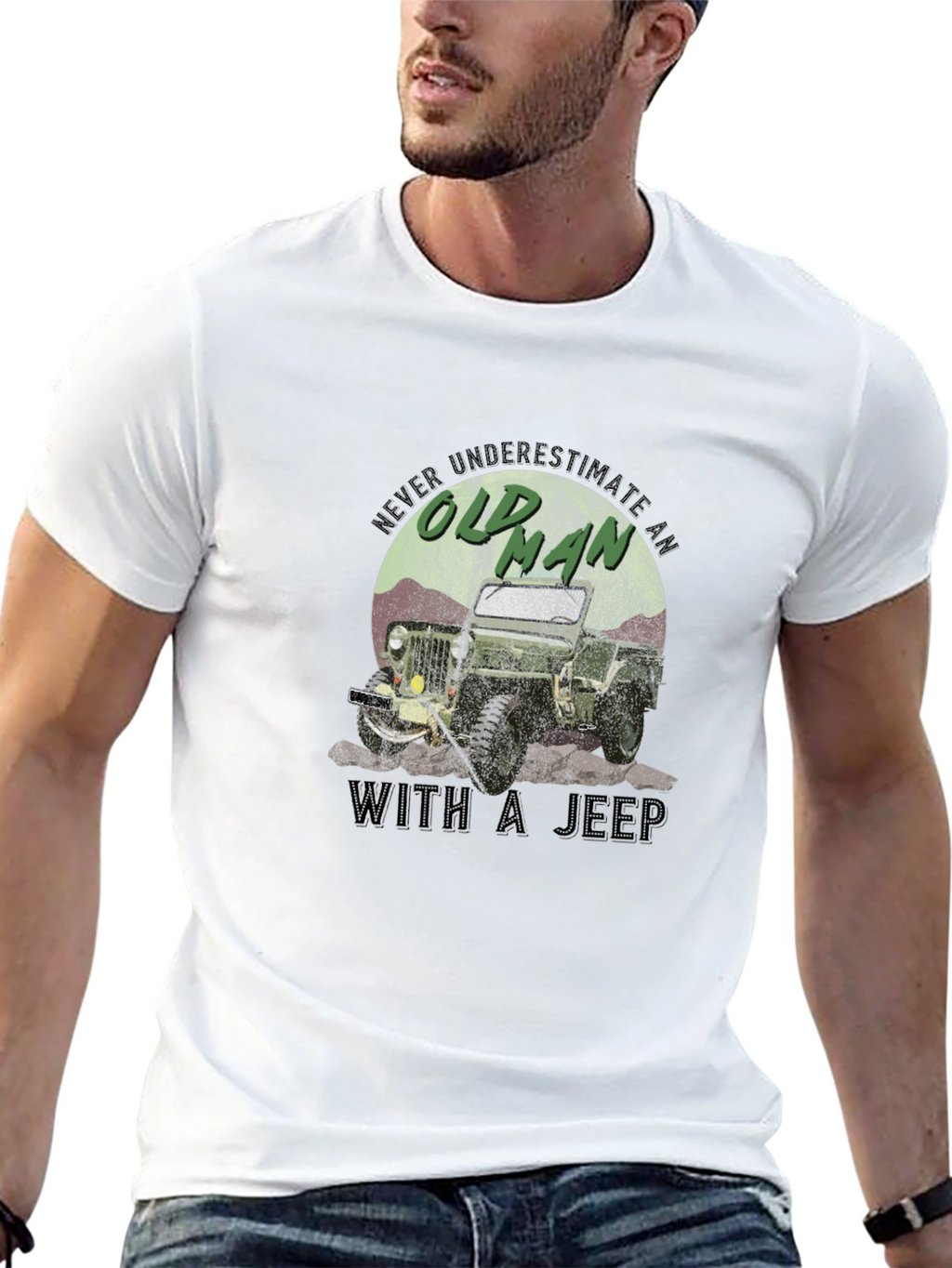 Old Man With a Jeep Graphic Tee