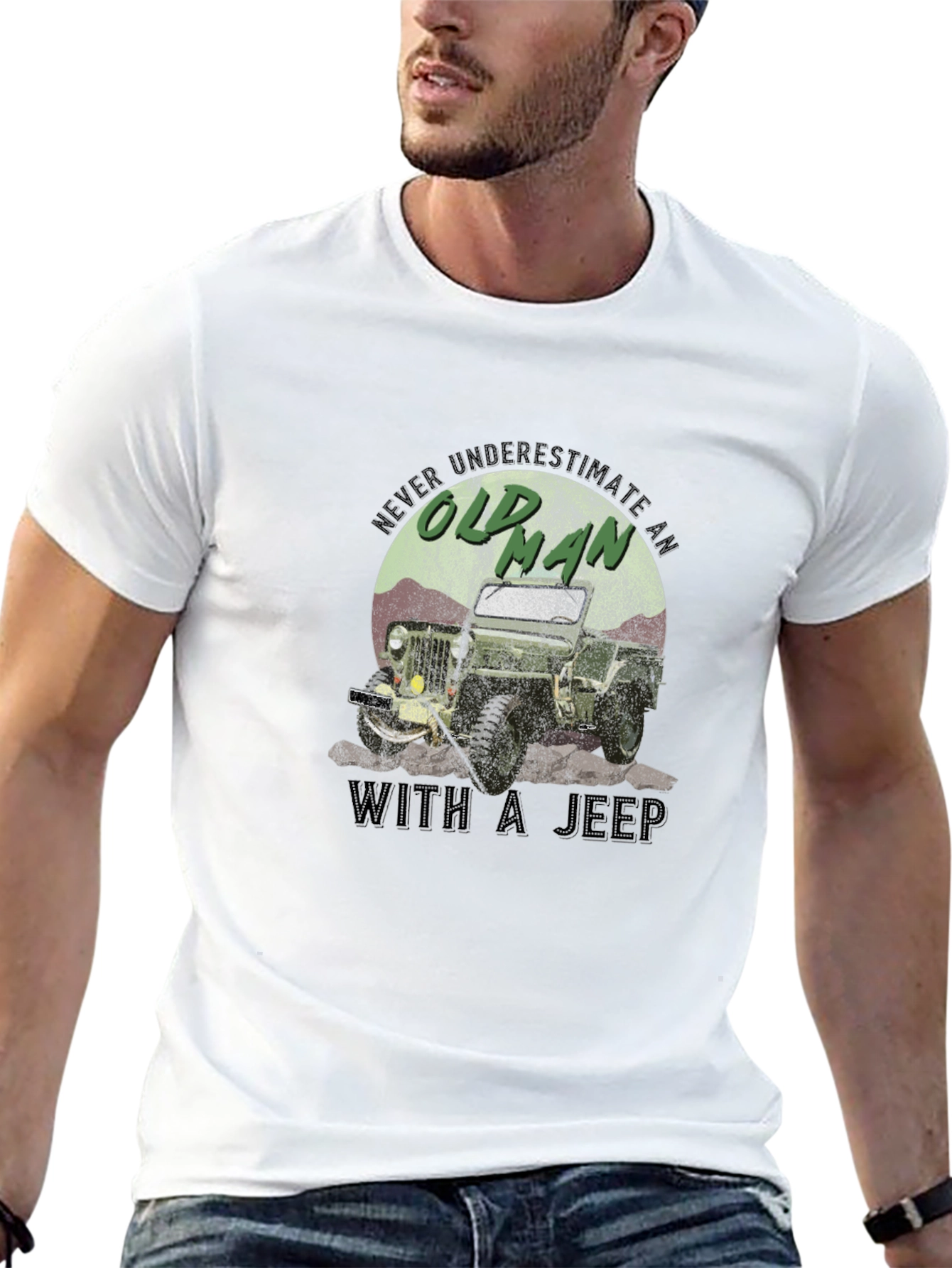 Old Man With a Jeep Graphic Tee