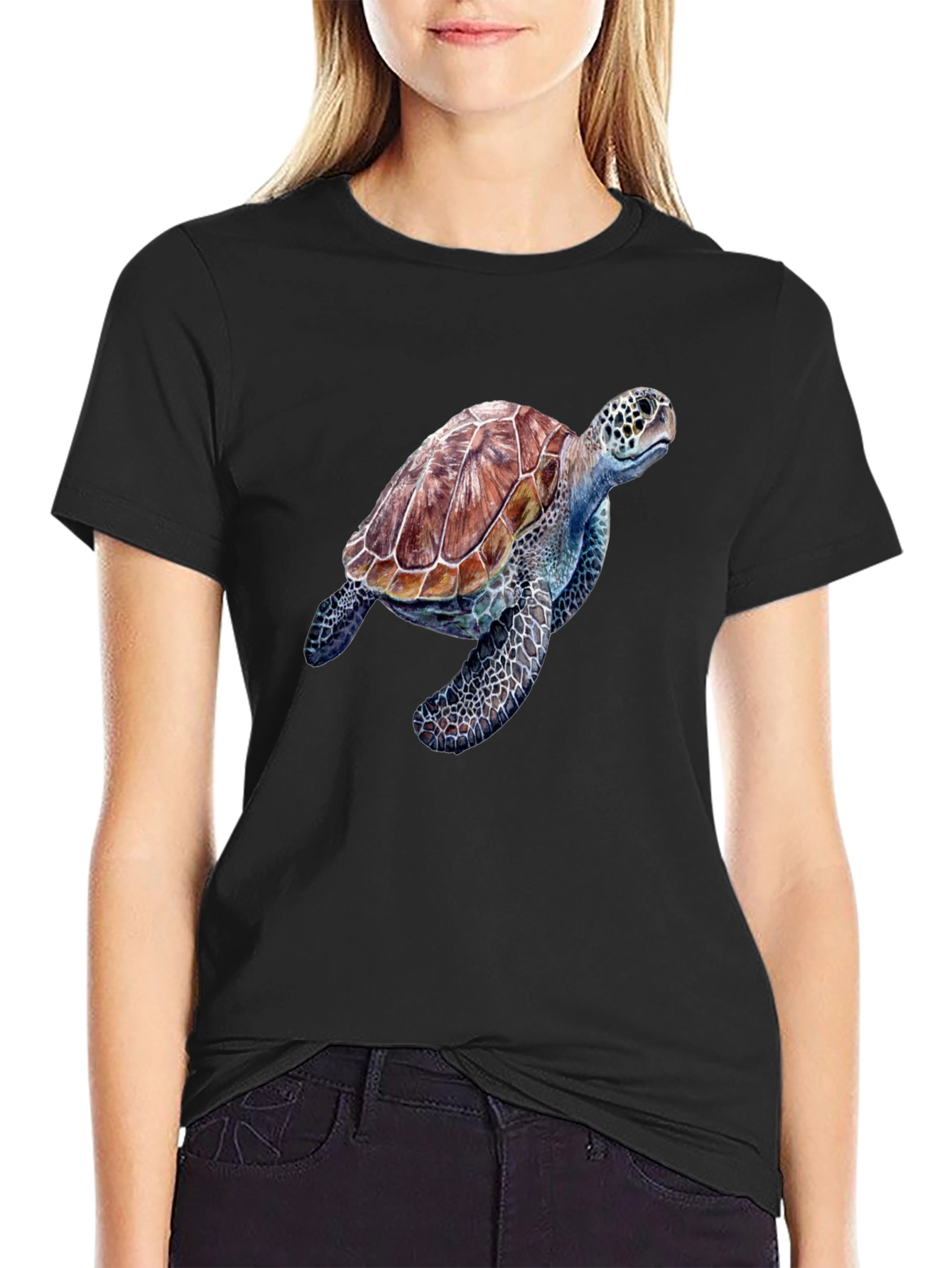 Sea Turtle Graphic T-Shirt - Black