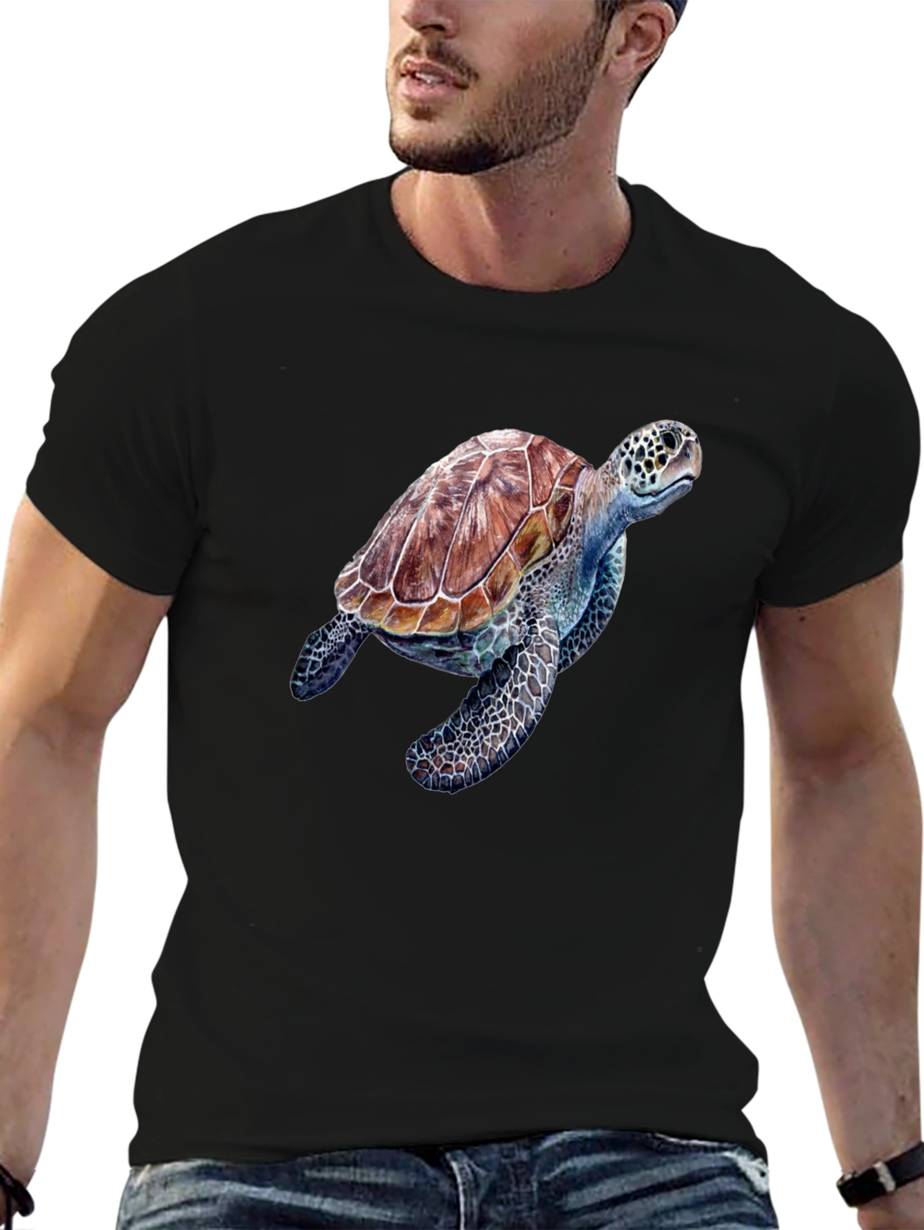Sea Turtle Graphic T-Shirt - Black
