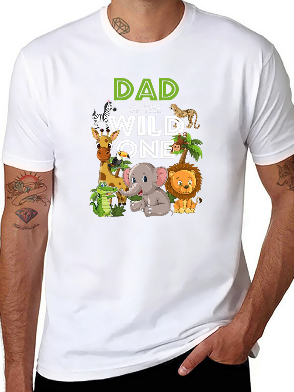 Dad of the Wild One Jungle Animals Graphic T-Shirt