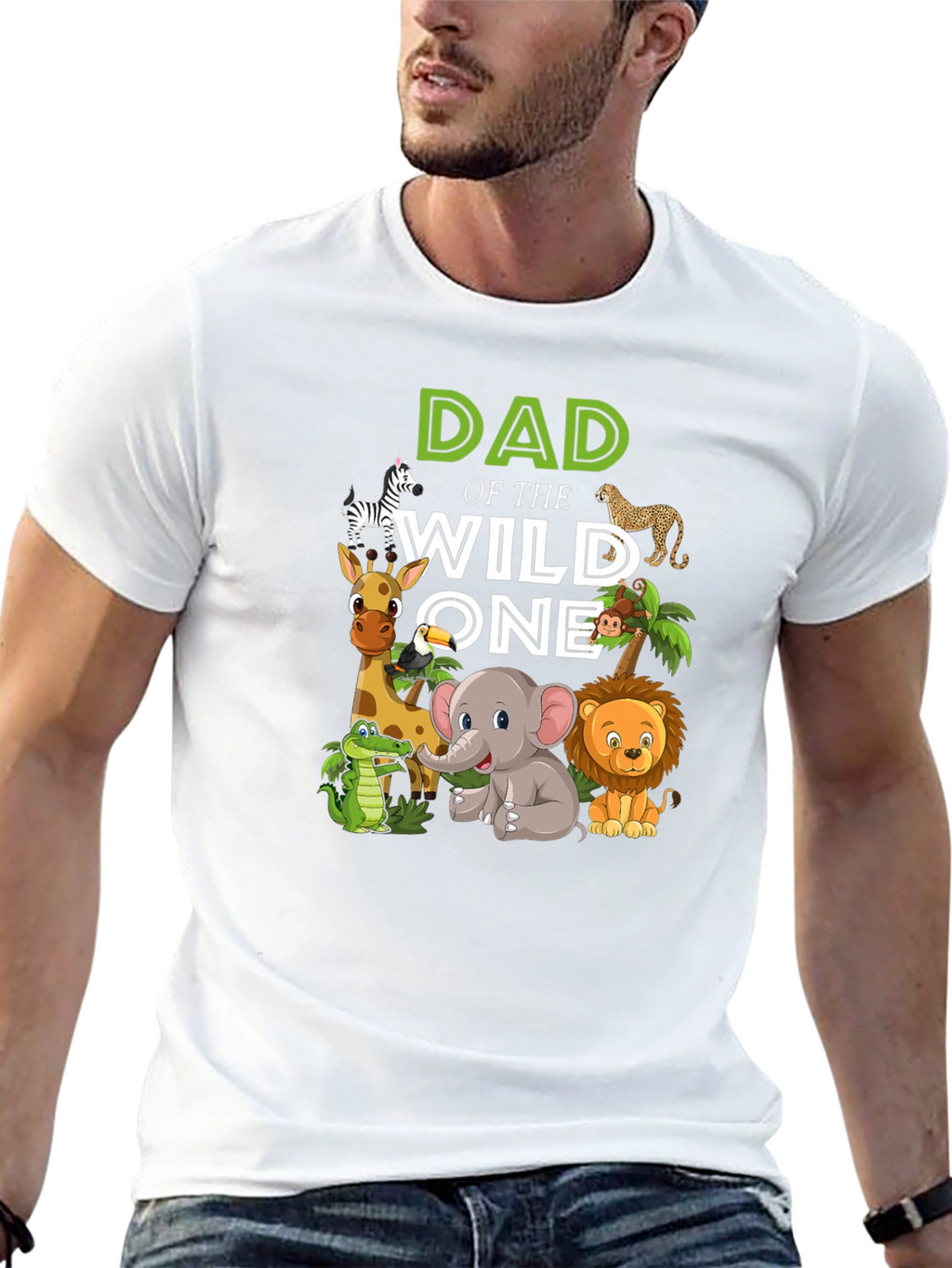 Dad of the Wild One Jungle Animals Graphic T-Shirt