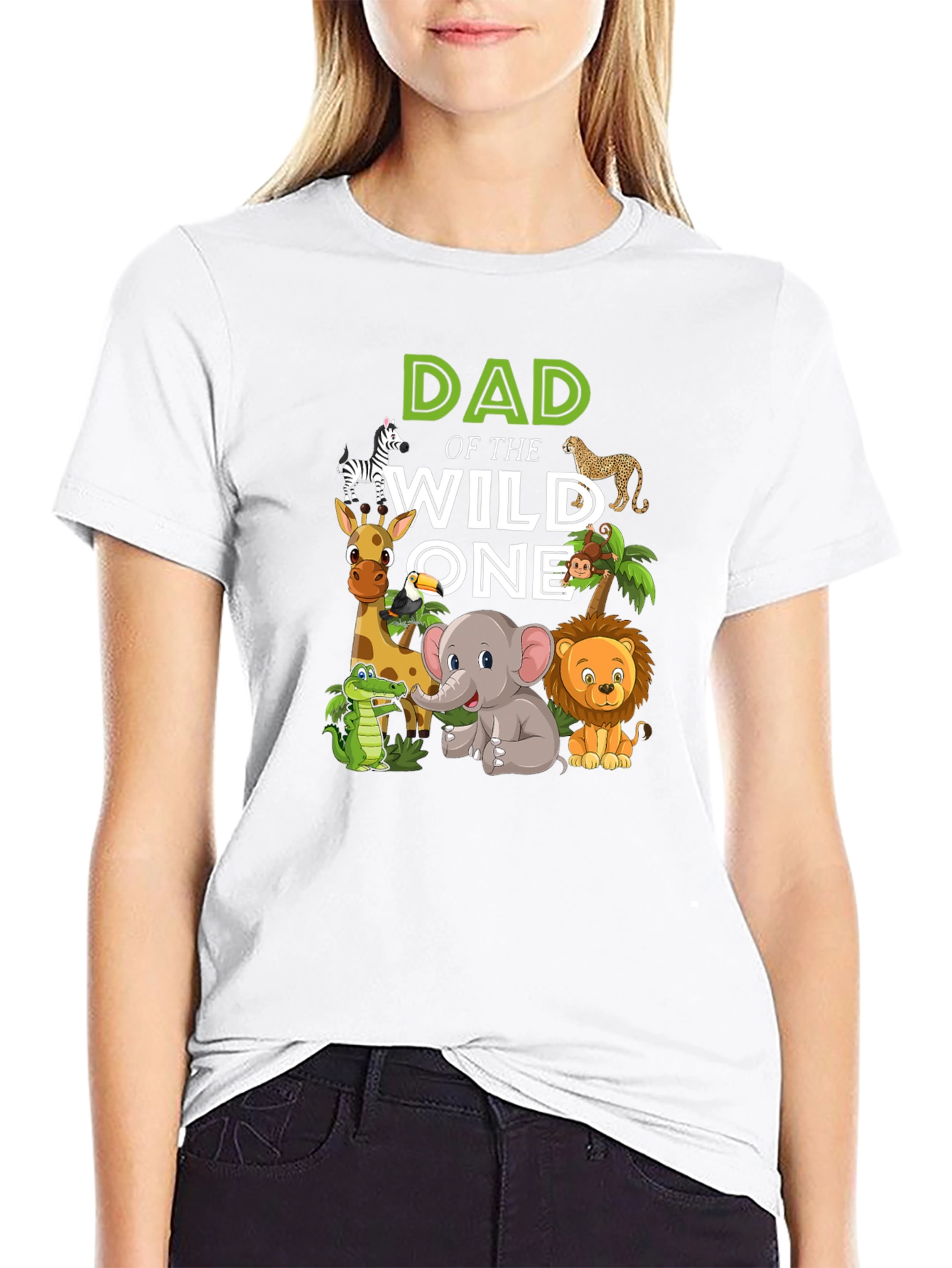 Dad of the Wild One Jungle Animals Graphic T-Shirt