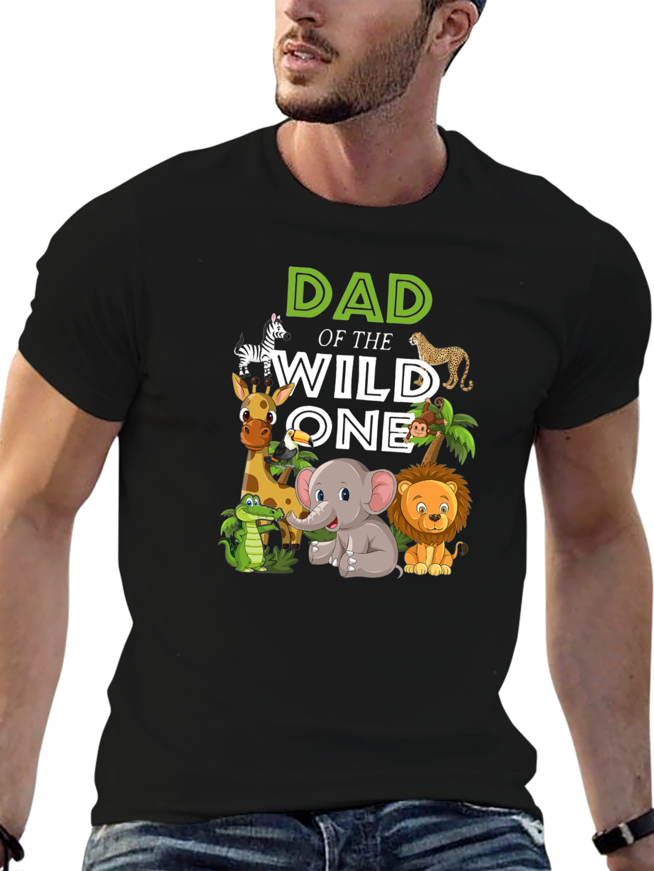 Dad of the Wild One Jungle Animals Graphic T-Shirt