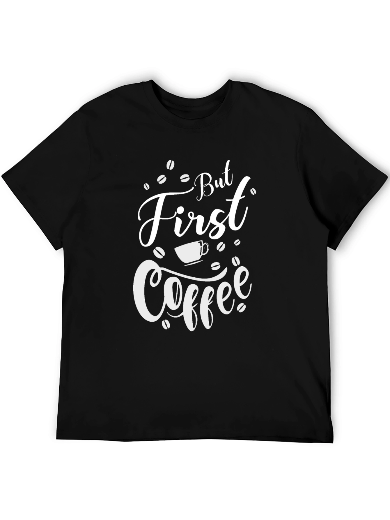 But First Coffee Graphic T-Shirt - Black Cotton Blend