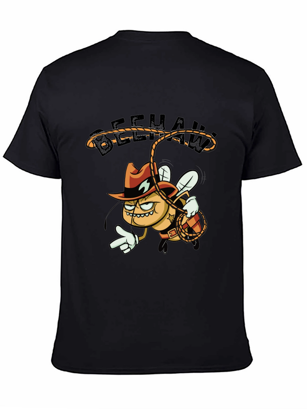 Beehaw Cartoon Graphic Black T-Shirt