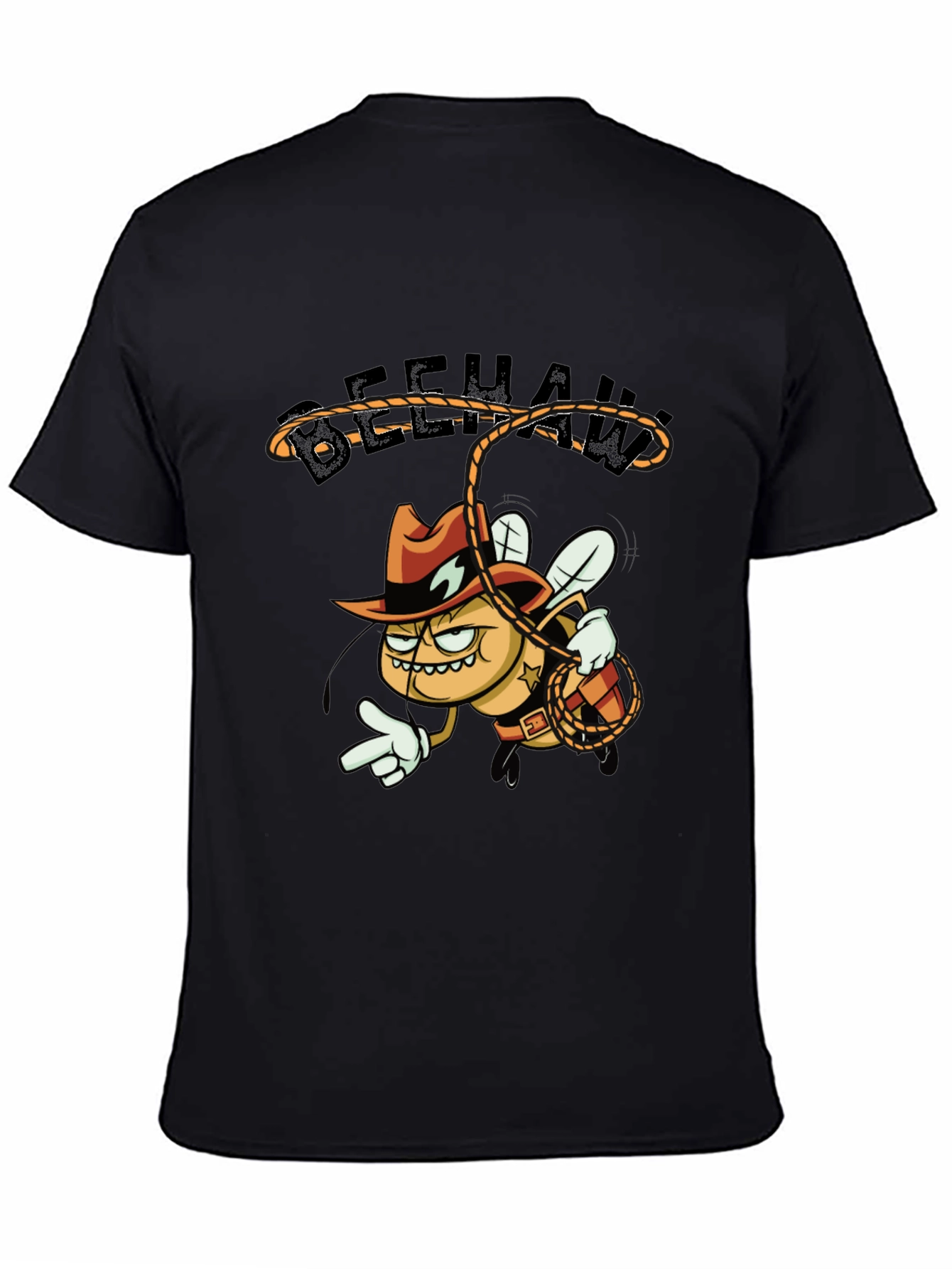 Beehaw Cartoon Graphic Black T-Shirt