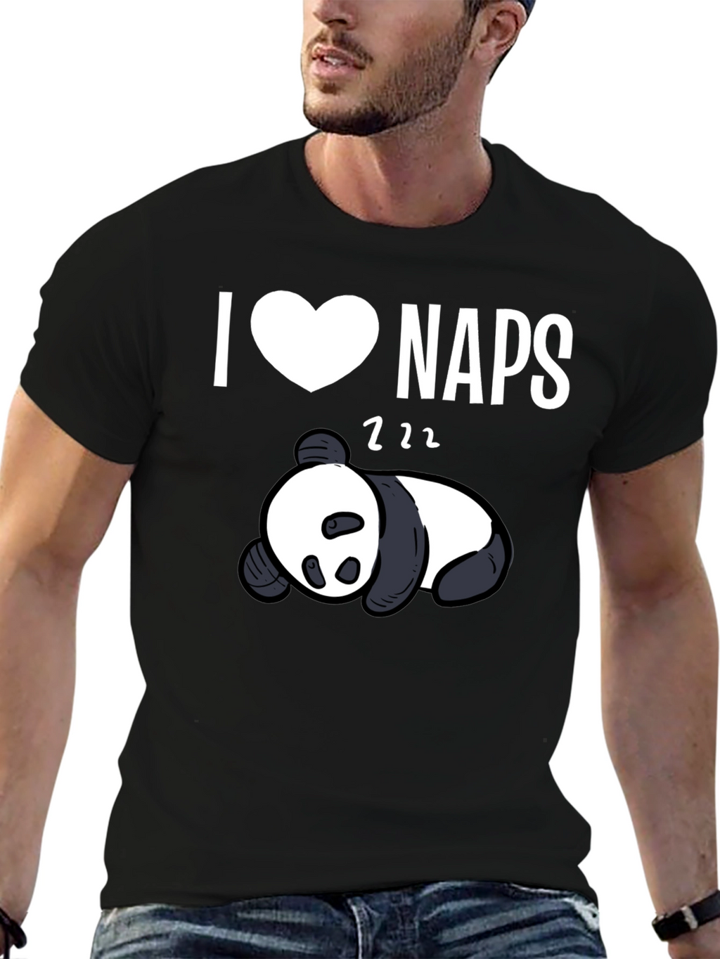 I Heart Naps Panda Black T-Shirt