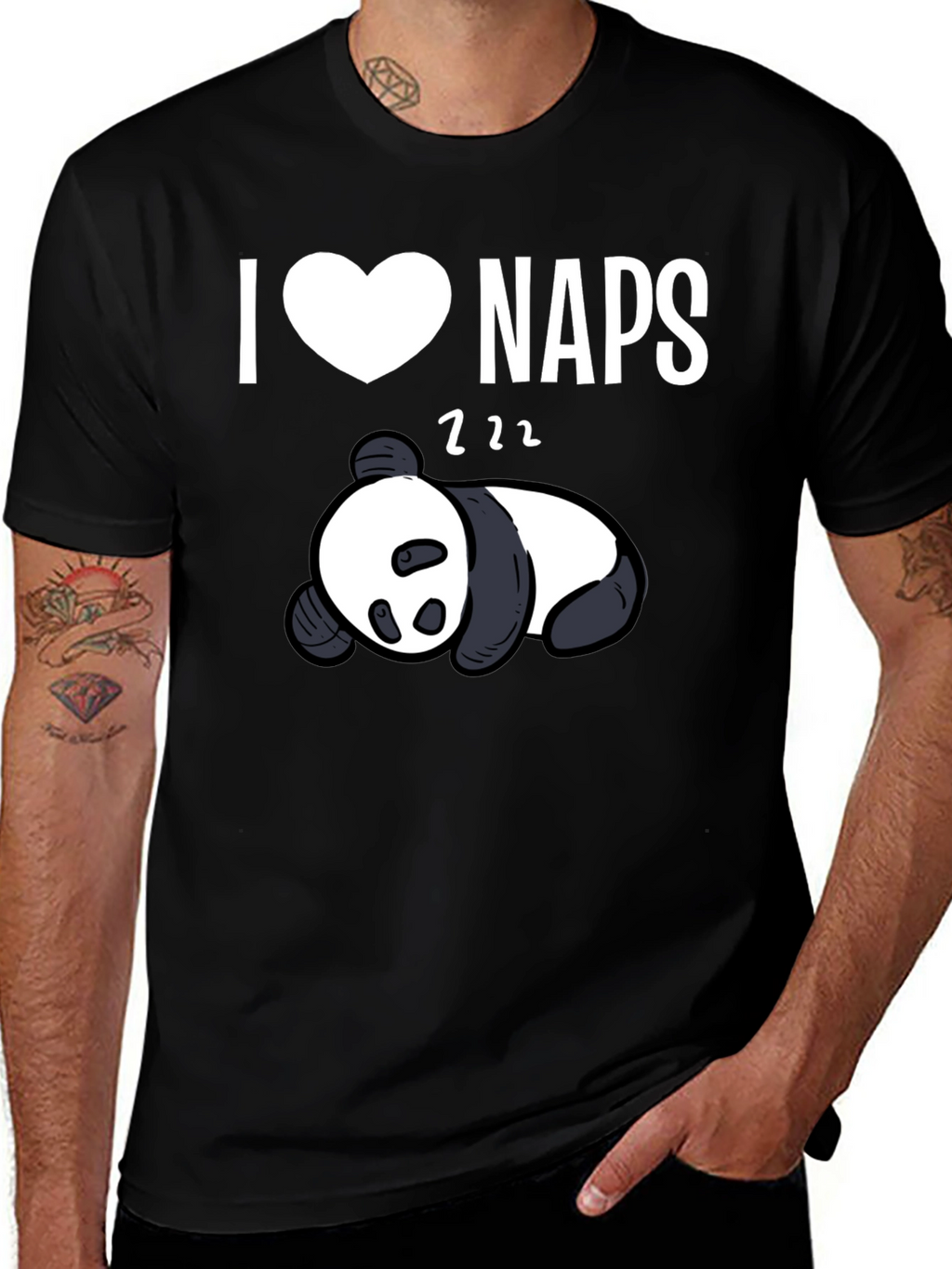 I Heart Naps Panda Black T-Shirt