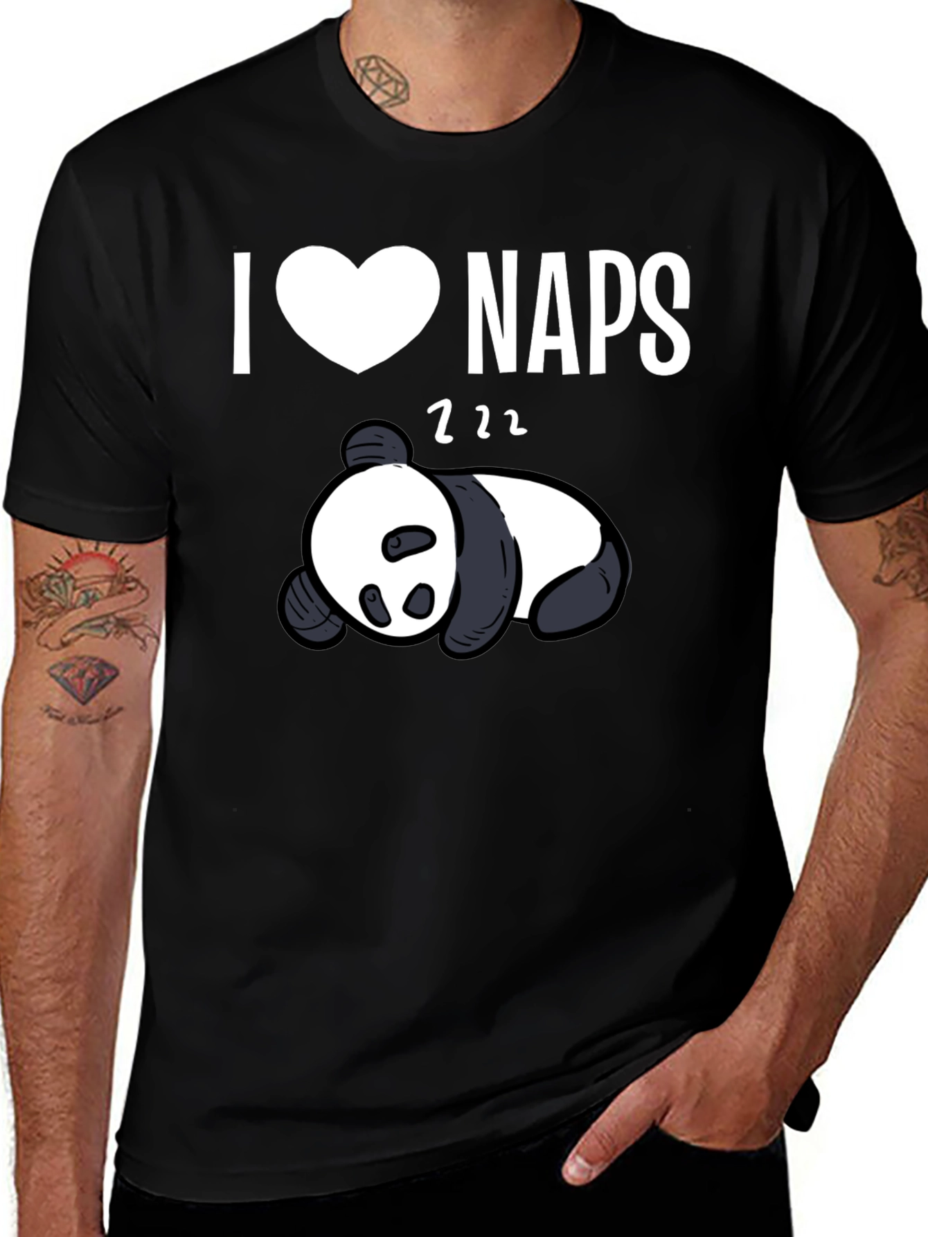 I Heart Naps Panda Black T-Shirt