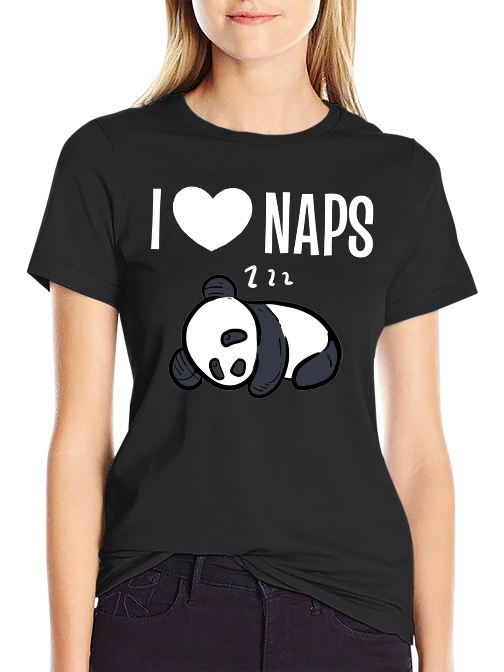 I Heart Naps Panda Black T-Shirt