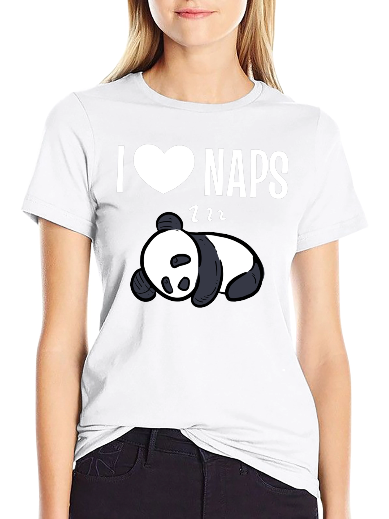 I Heart Naps Panda Black T-Shirt