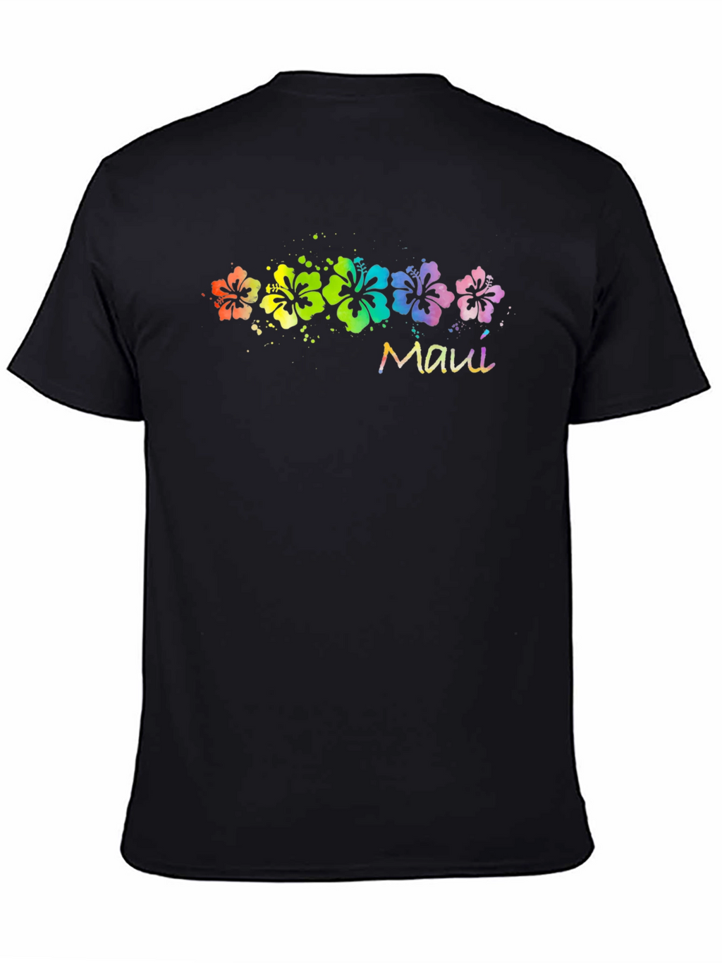 Maui Rainbow Flower T-Shirt - Black