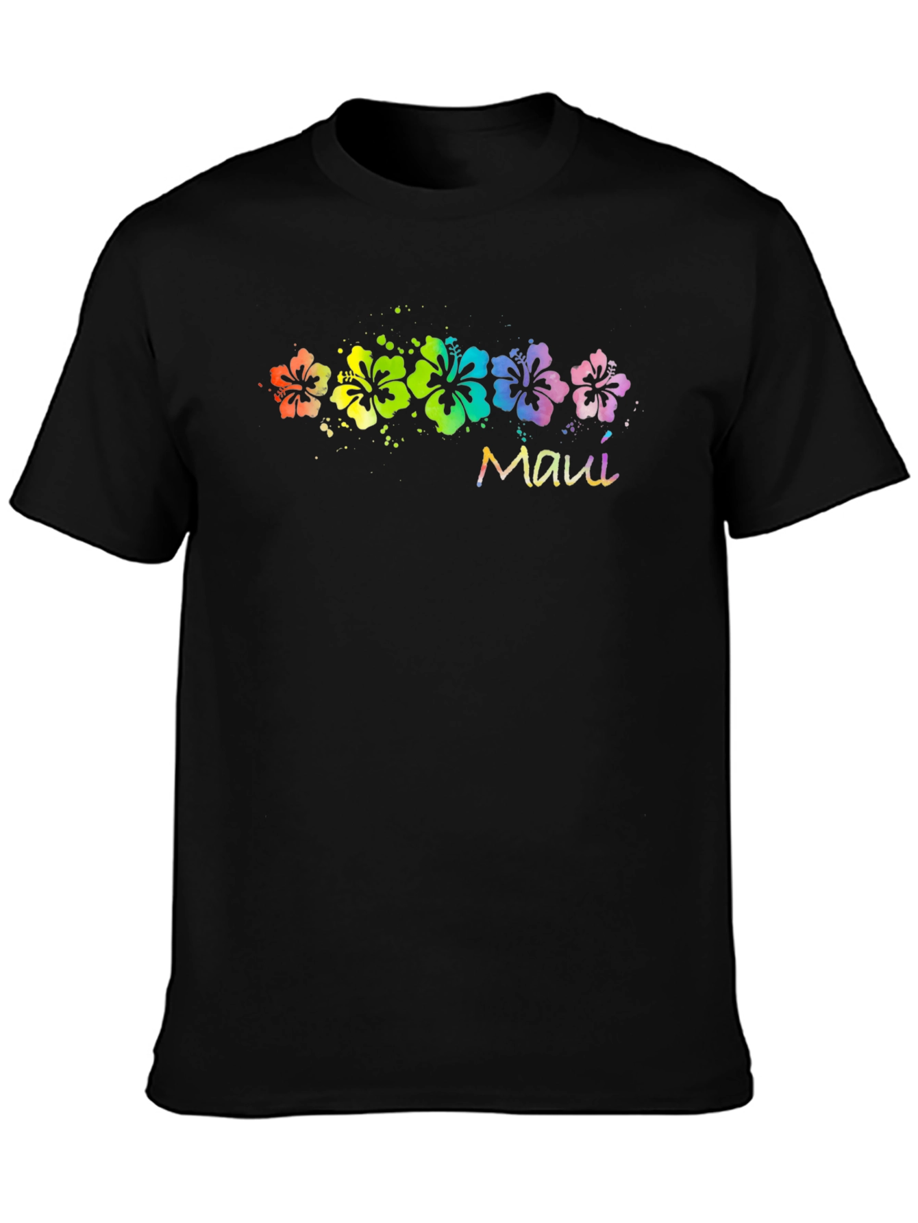 Maui Rainbow Flower T-Shirt - Black