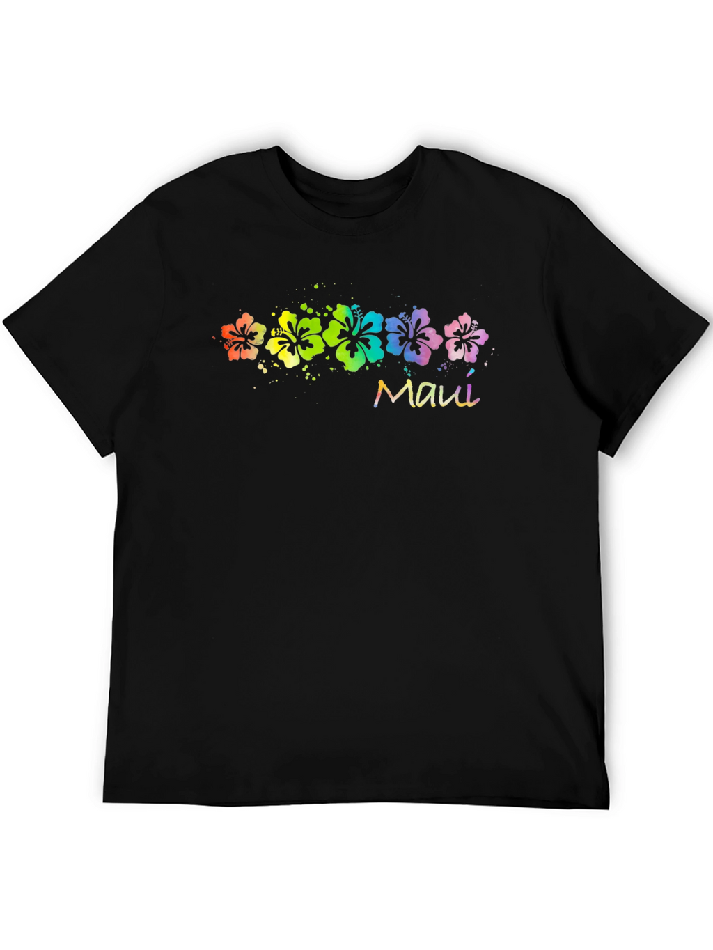 Maui Rainbow Flower T-Shirt - Black