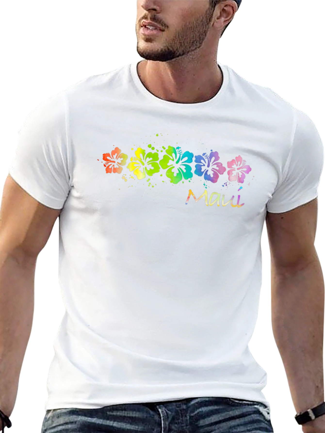 Maui Rainbow Flower T-Shirt - Black