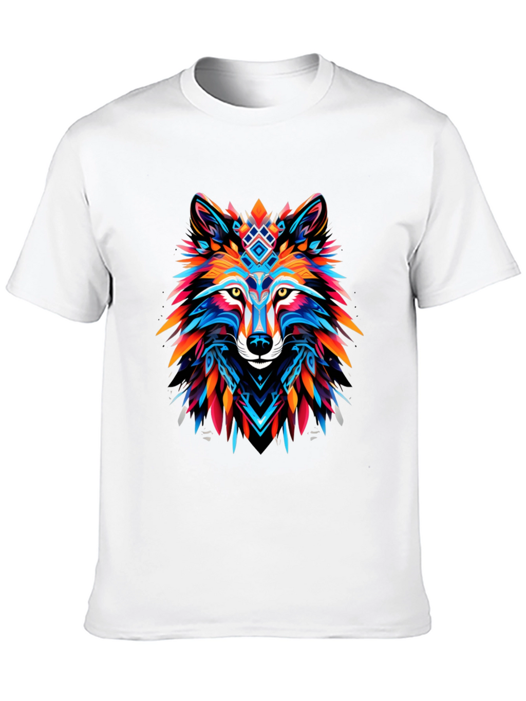 Vibrant Wolf Graphic Tee - Bold Black Cotton T-Shirt