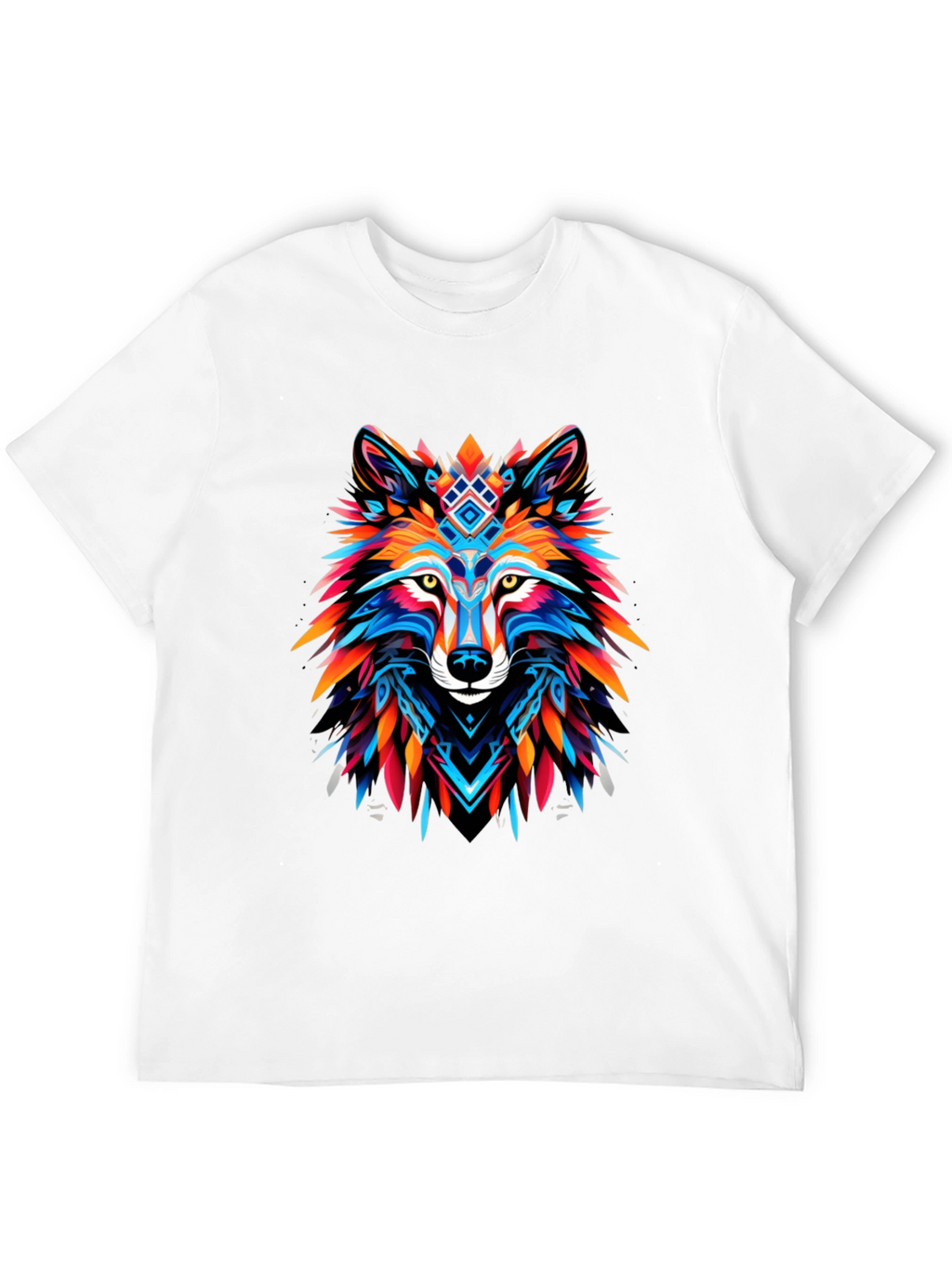 Vibrant Wolf Graphic Tee - Bold Black Cotton T-Shirt