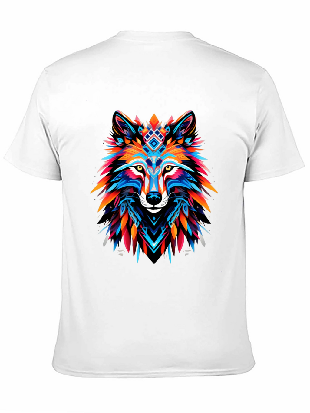 Vibrant Wolf Graphic Tee - Bold Black Cotton T-Shirt