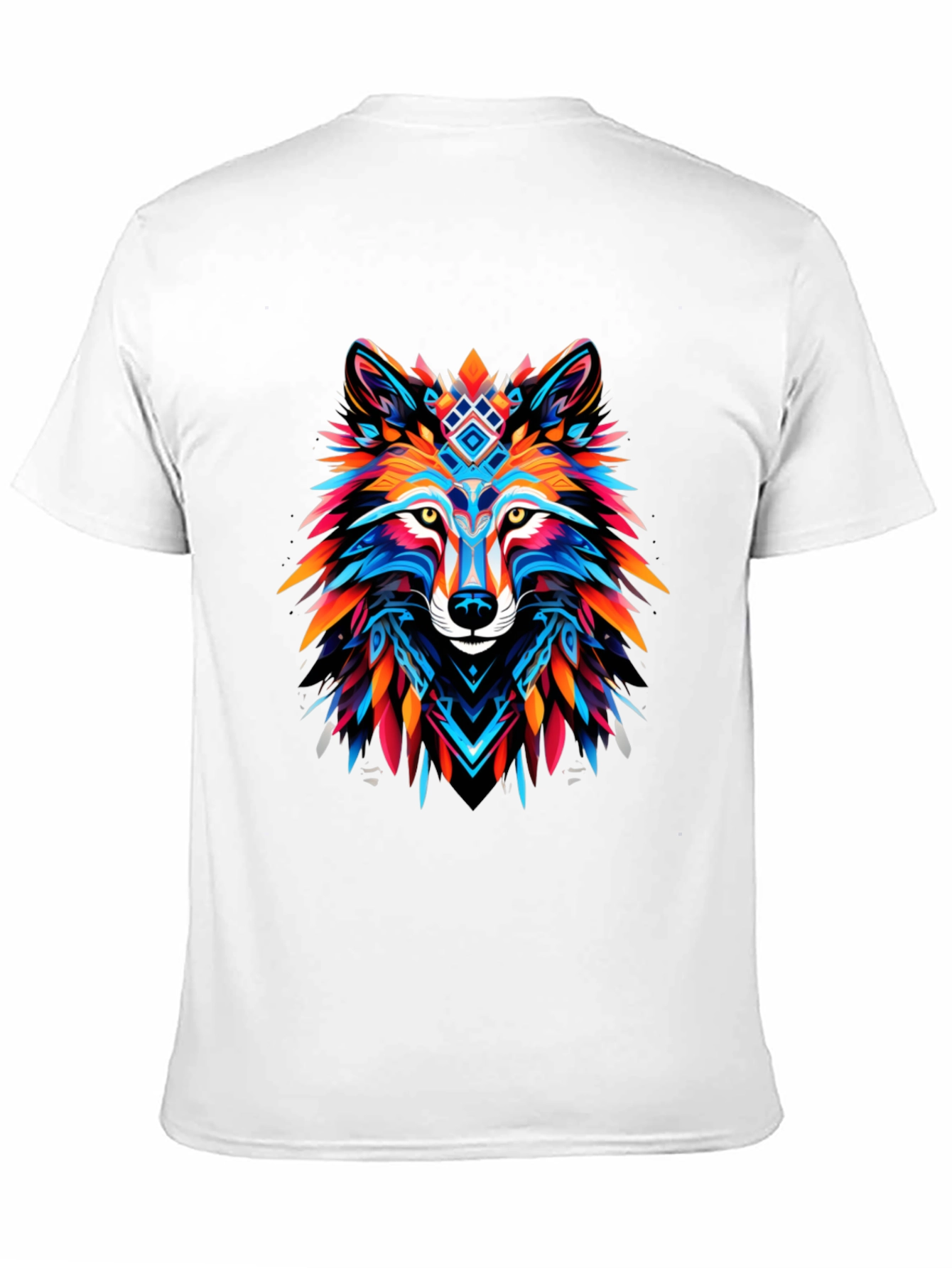 Vibrant Wolf Graphic Tee - Bold Black Cotton T-Shirt