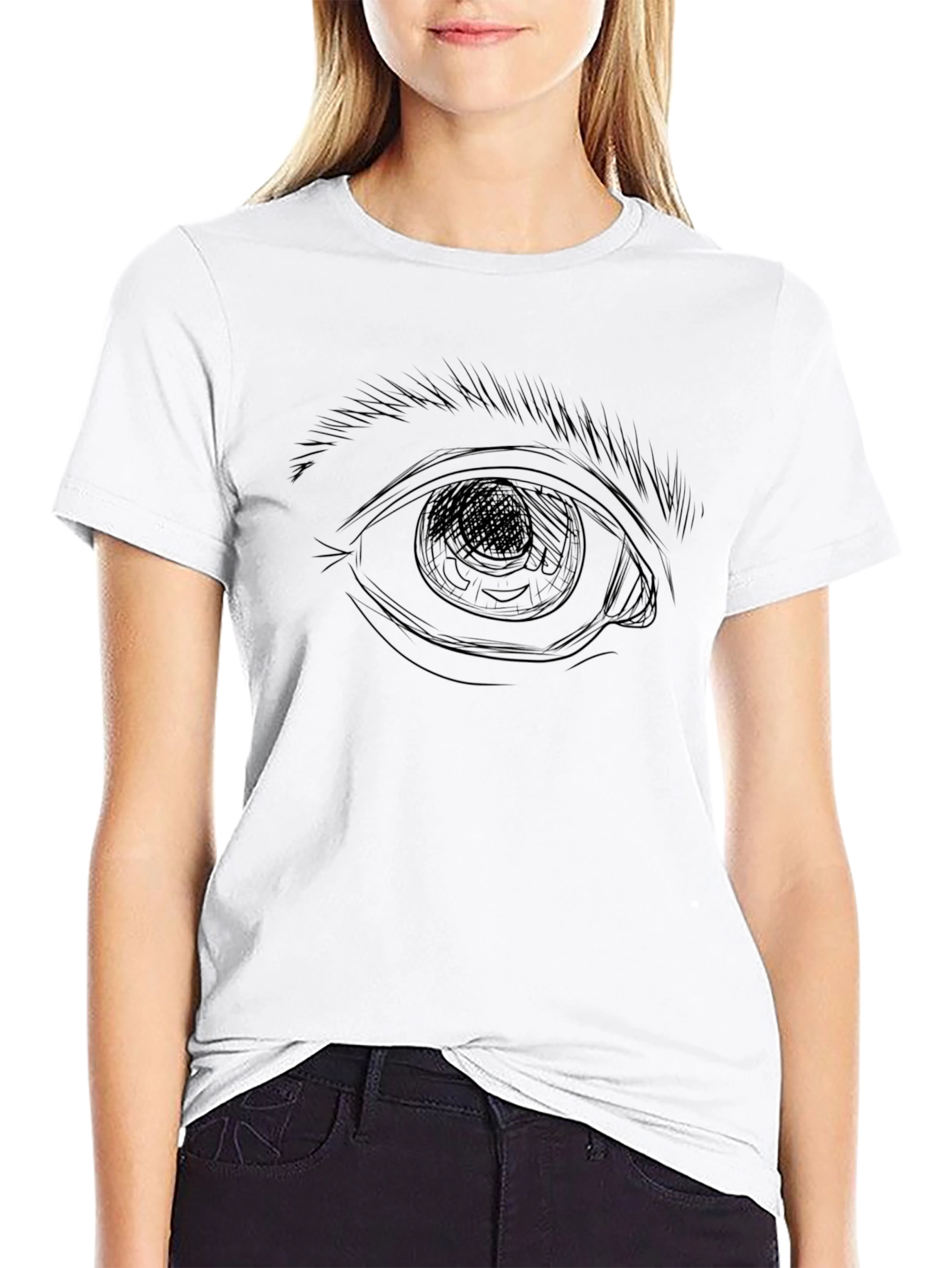 Eye Sketch Black T-Shirt - Modern Graphic Tee