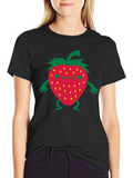 Funny Strawberry Cartoon Black T-Shirt