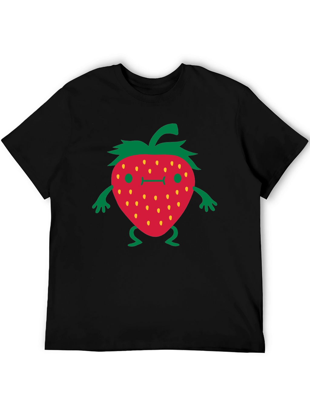 Funny Strawberry Cartoon Black T-Shirt