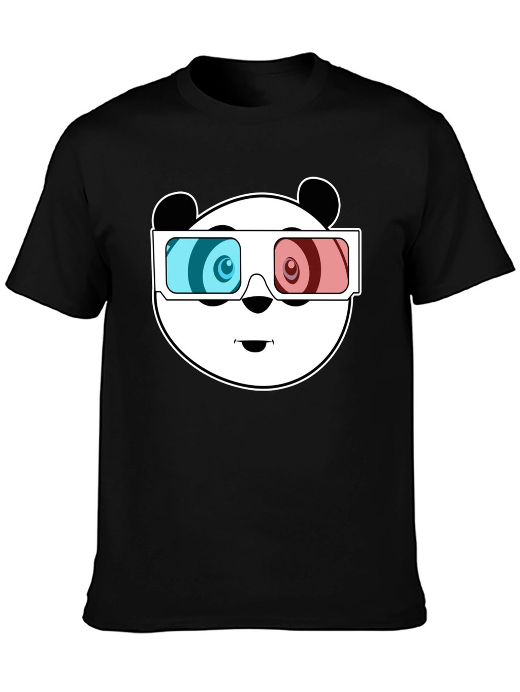 Cool Panda 3D Glasses Black T-Shirt