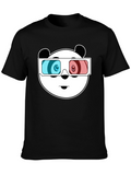 Cool Panda 3D Glasses Black T-Shirt