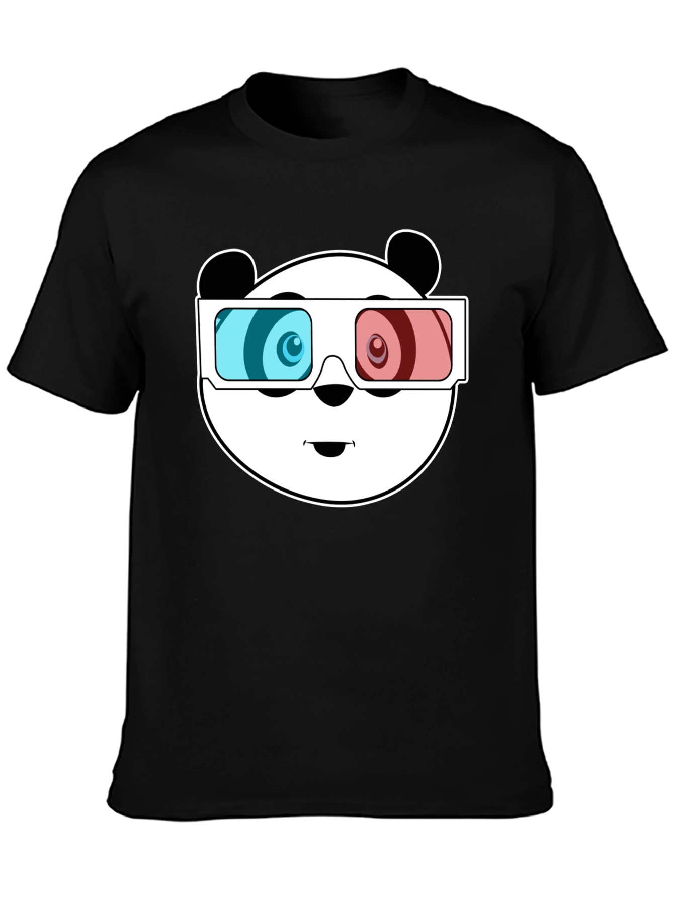 Cool Panda 3D Glasses Black T-Shirt