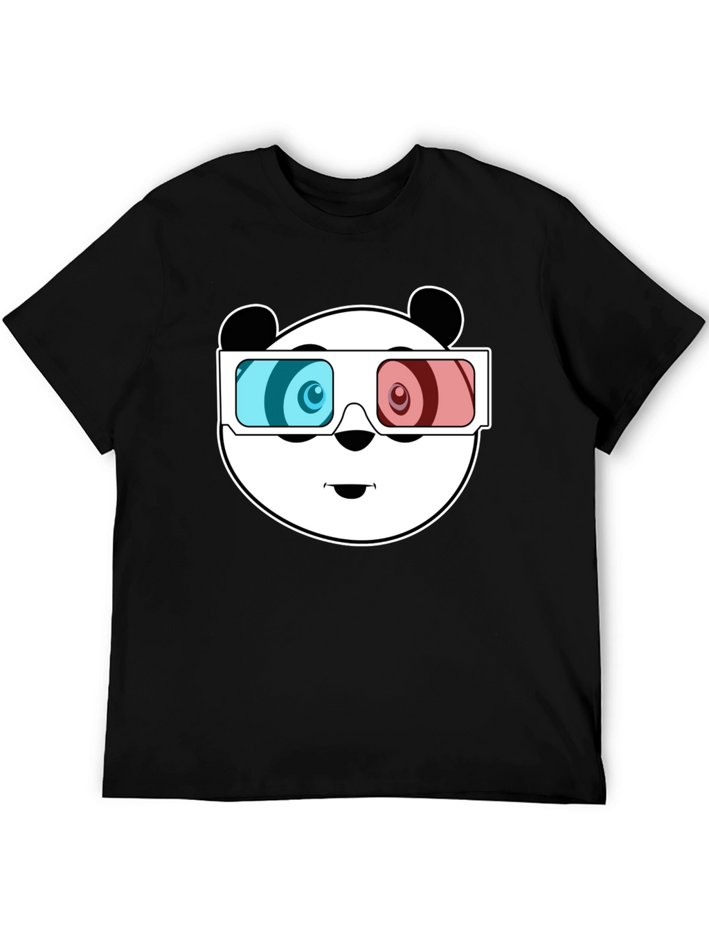 Cool Panda 3D Glasses Black T-Shirt