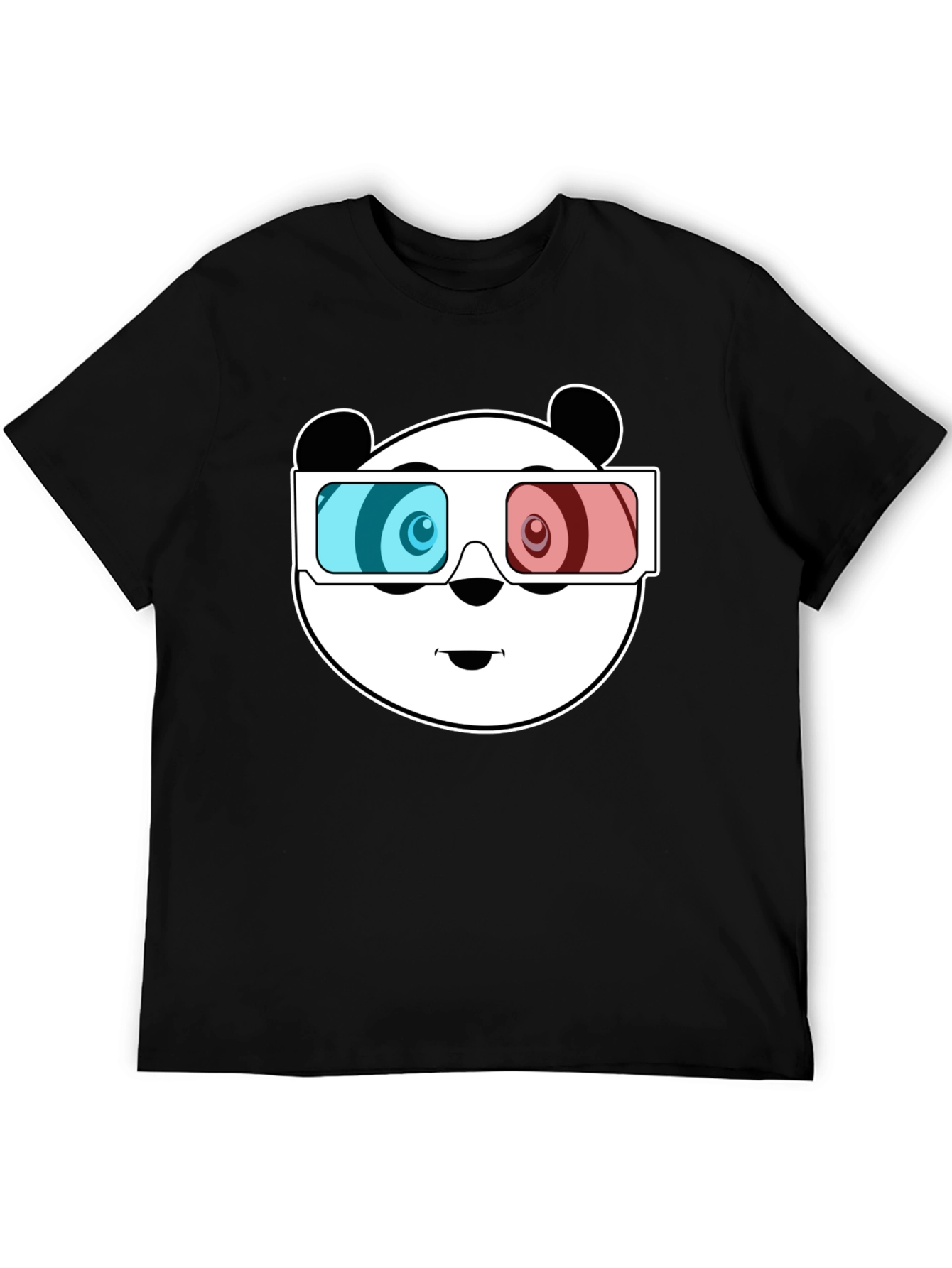 Cool Panda 3D Glasses Black T-Shirt