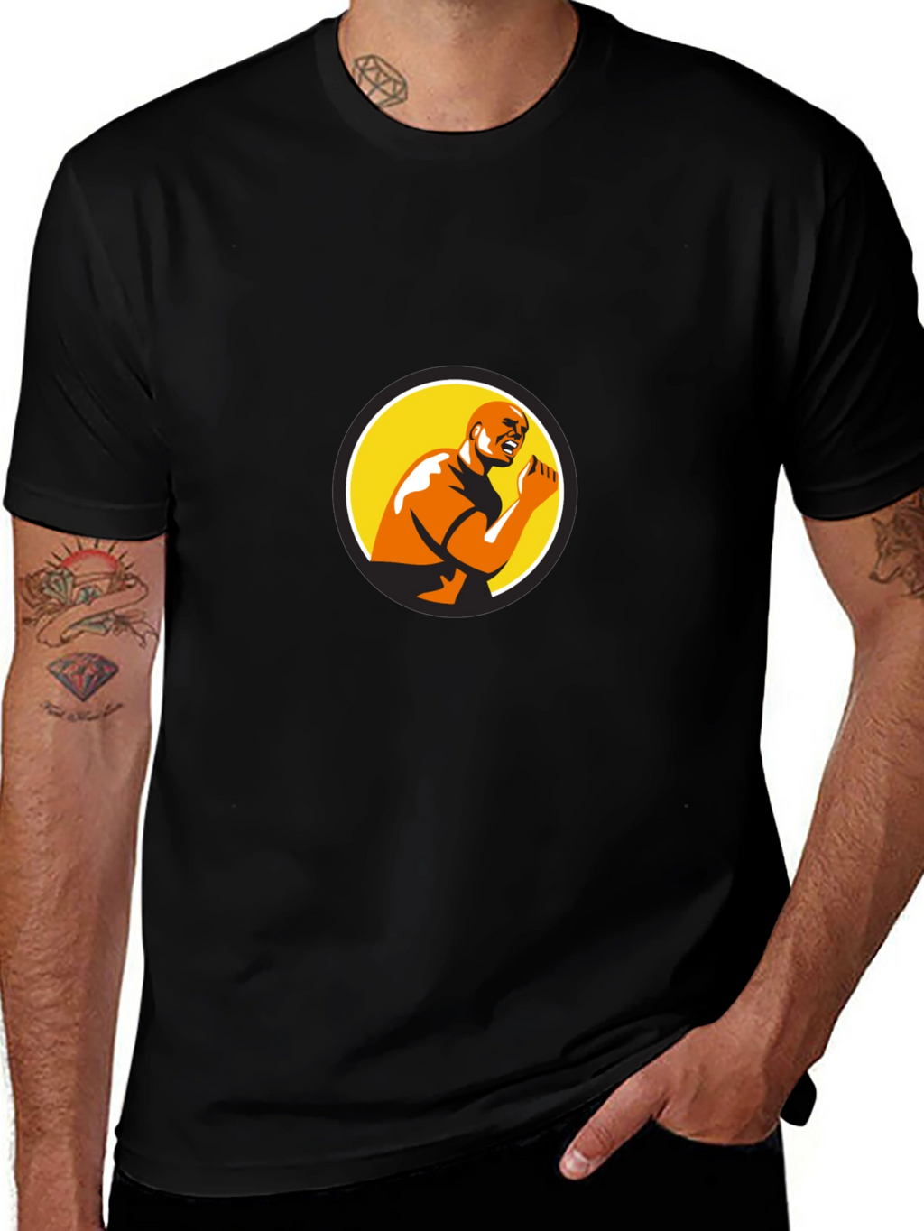 Bold Graphic Print Black T-Shirt