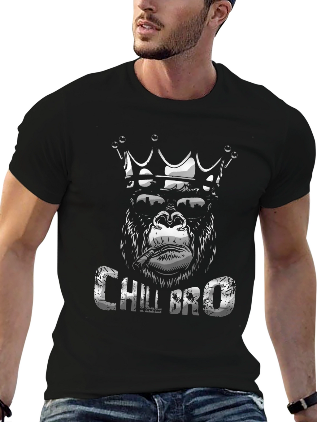Chill Bro Gorilla King Black T-Shirt