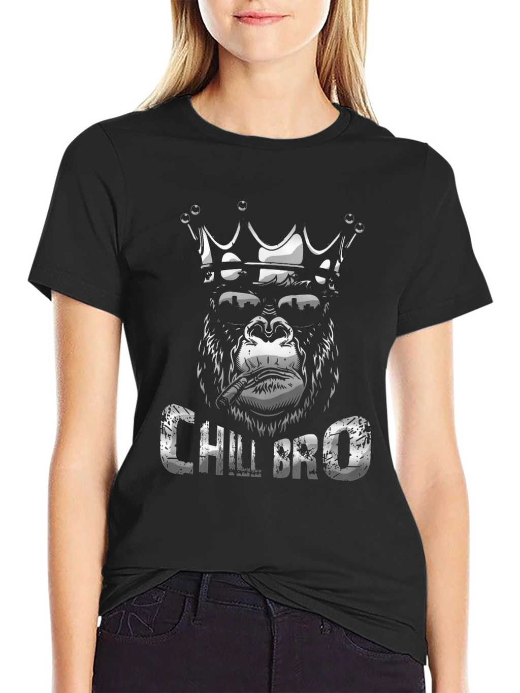 Chill Bro Gorilla King Black T-Shirt