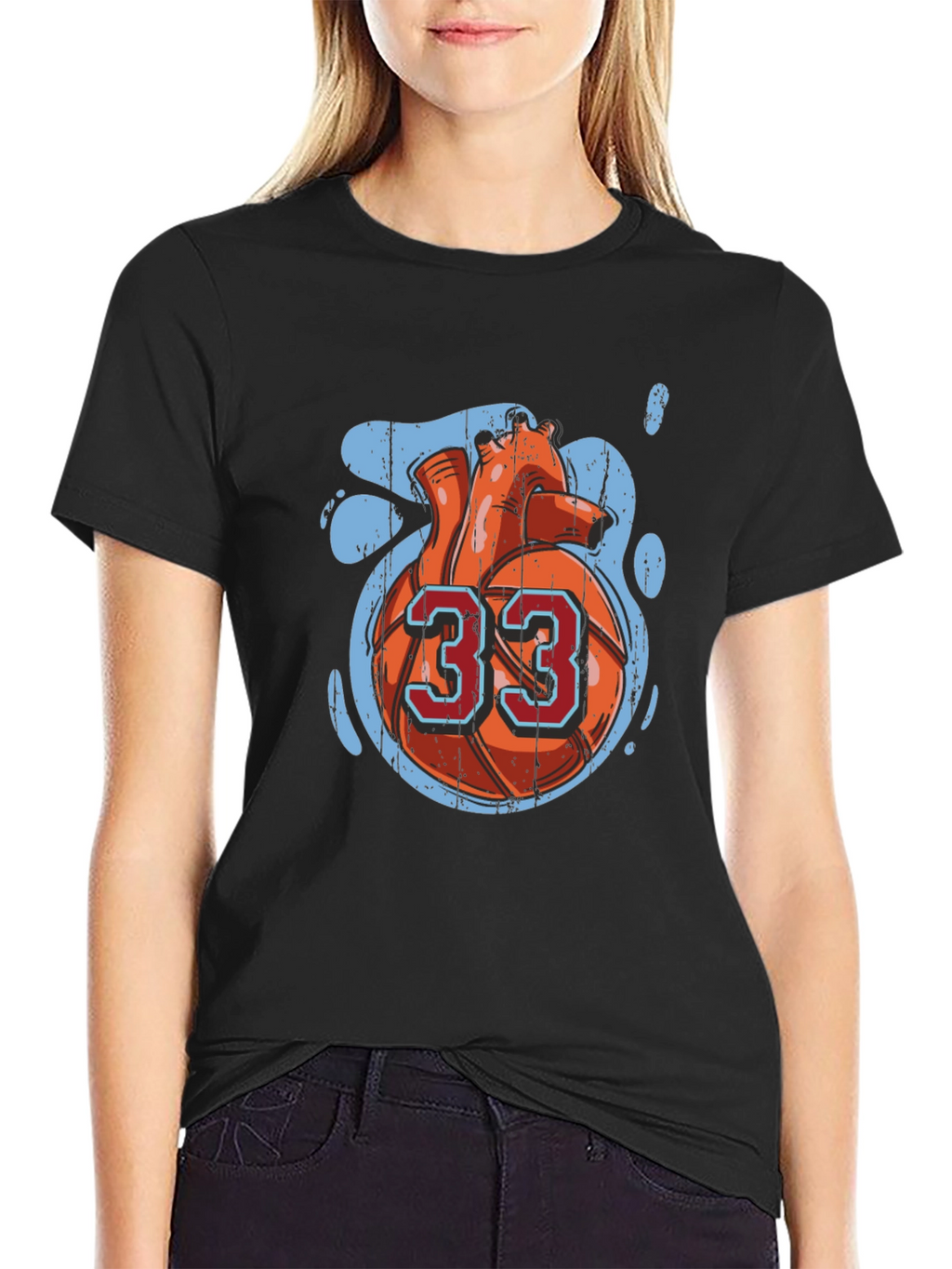 Basketball Heart Number 33 Graphic Tee