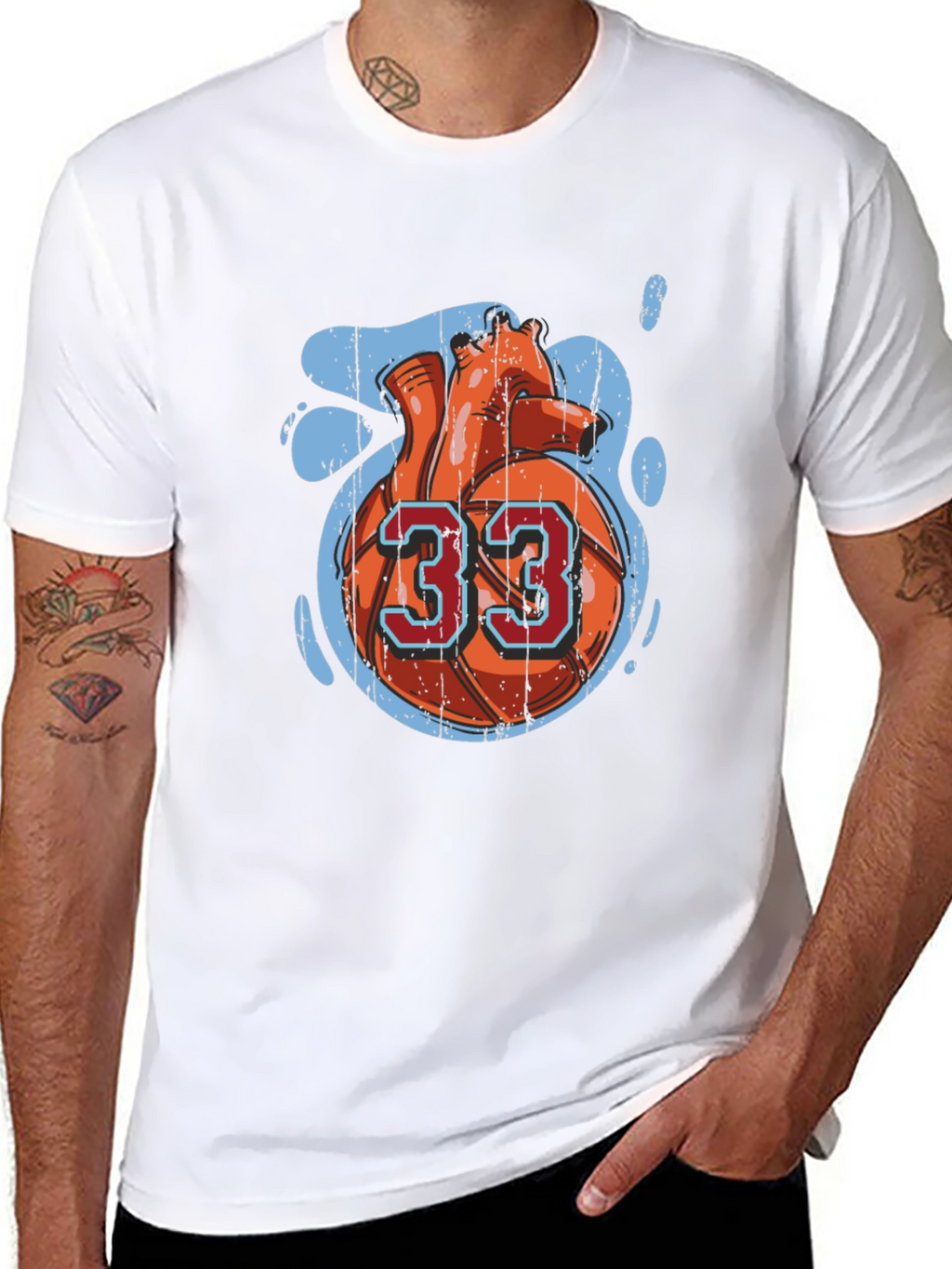 Basketball Heart Number 33 Graphic Tee