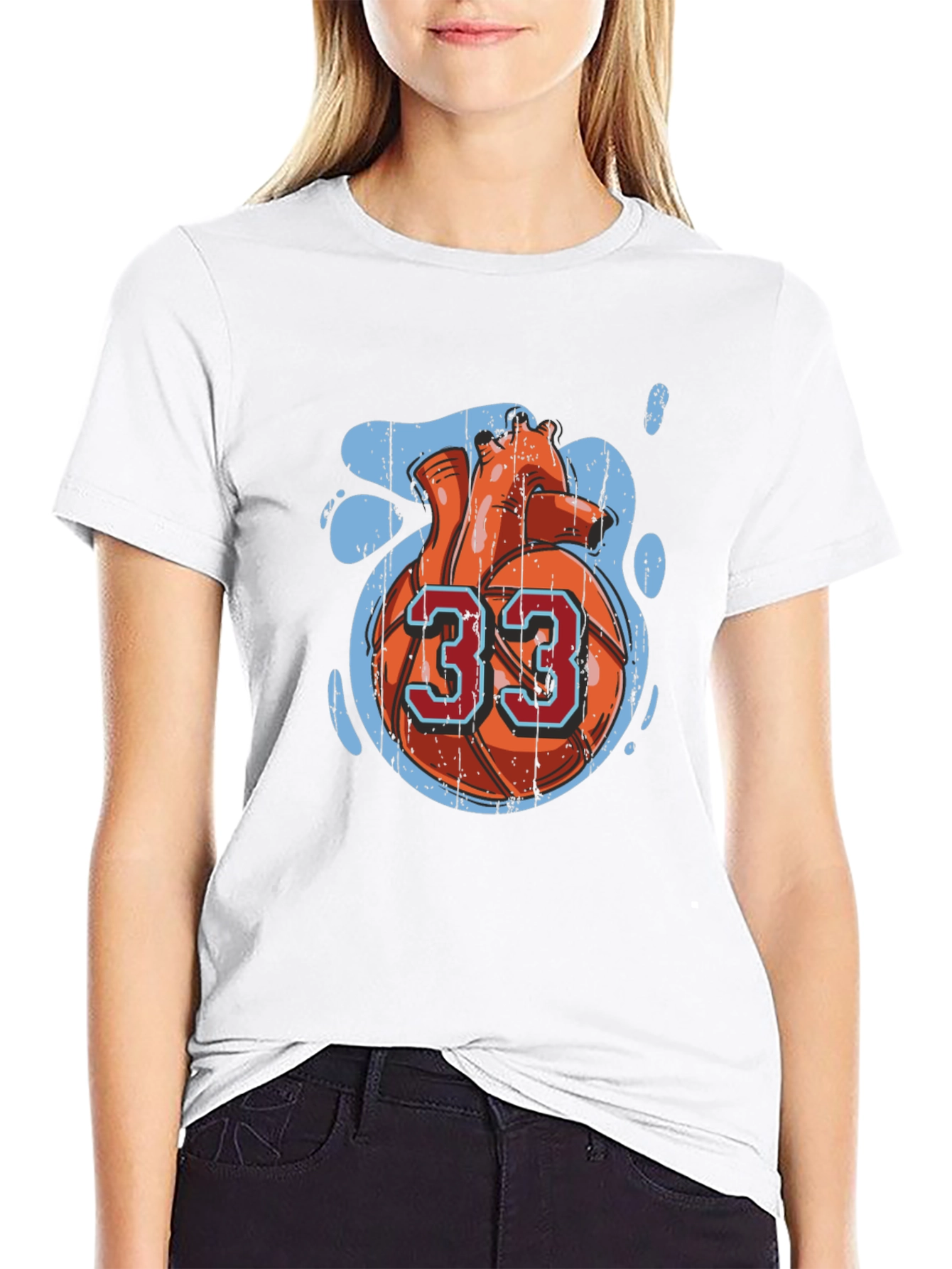 Basketball Heart Number 33 Graphic Tee