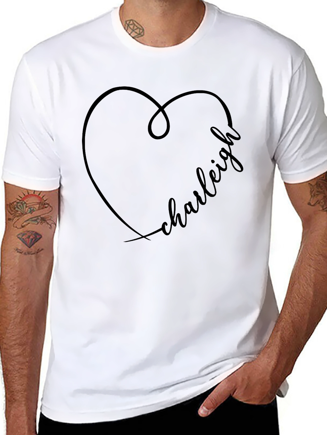 Charleigh Heart Graphic Tee - Stylish Black T-Shirt