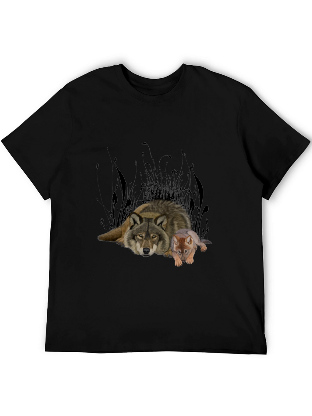 Wolf & Cub Graphic Tee - Black Cotton Blend