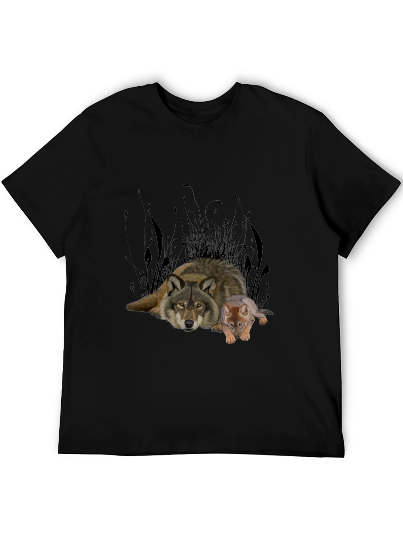 Wolf & Cub Graphic Tee - Black Cotton Blend