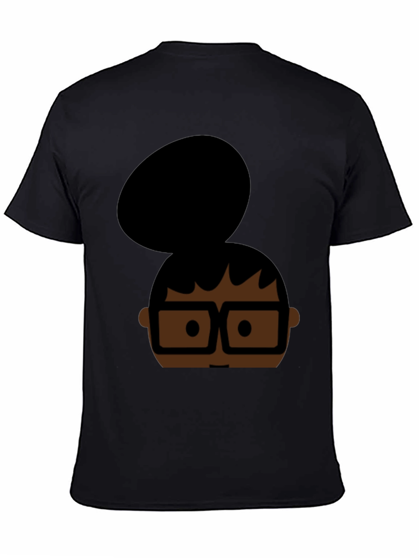 Cartoon Bun & Glasses Black T-Shirt