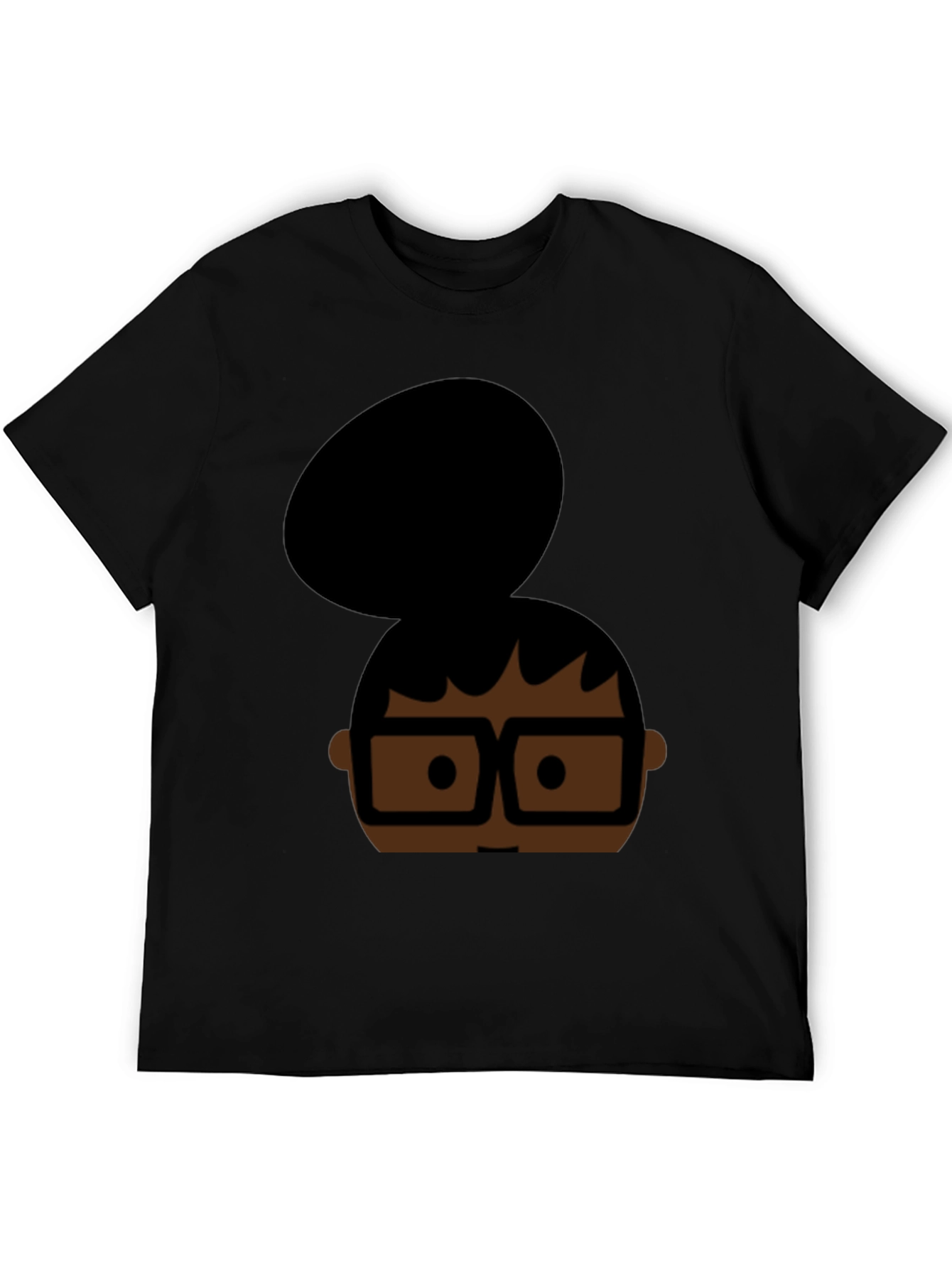Cartoon Bun & Glasses Black T-Shirt