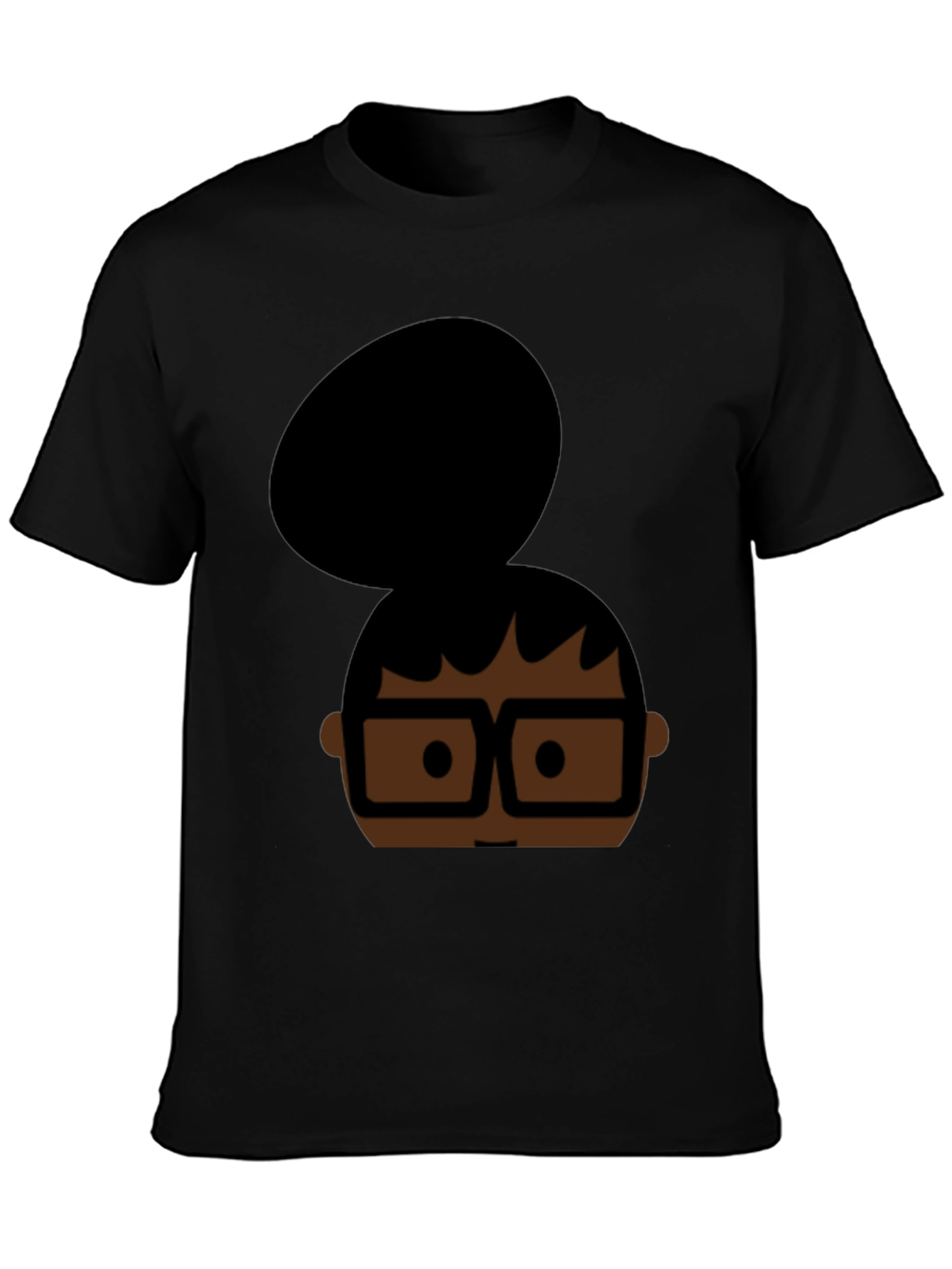 Cartoon Bun & Glasses Black T-Shirt