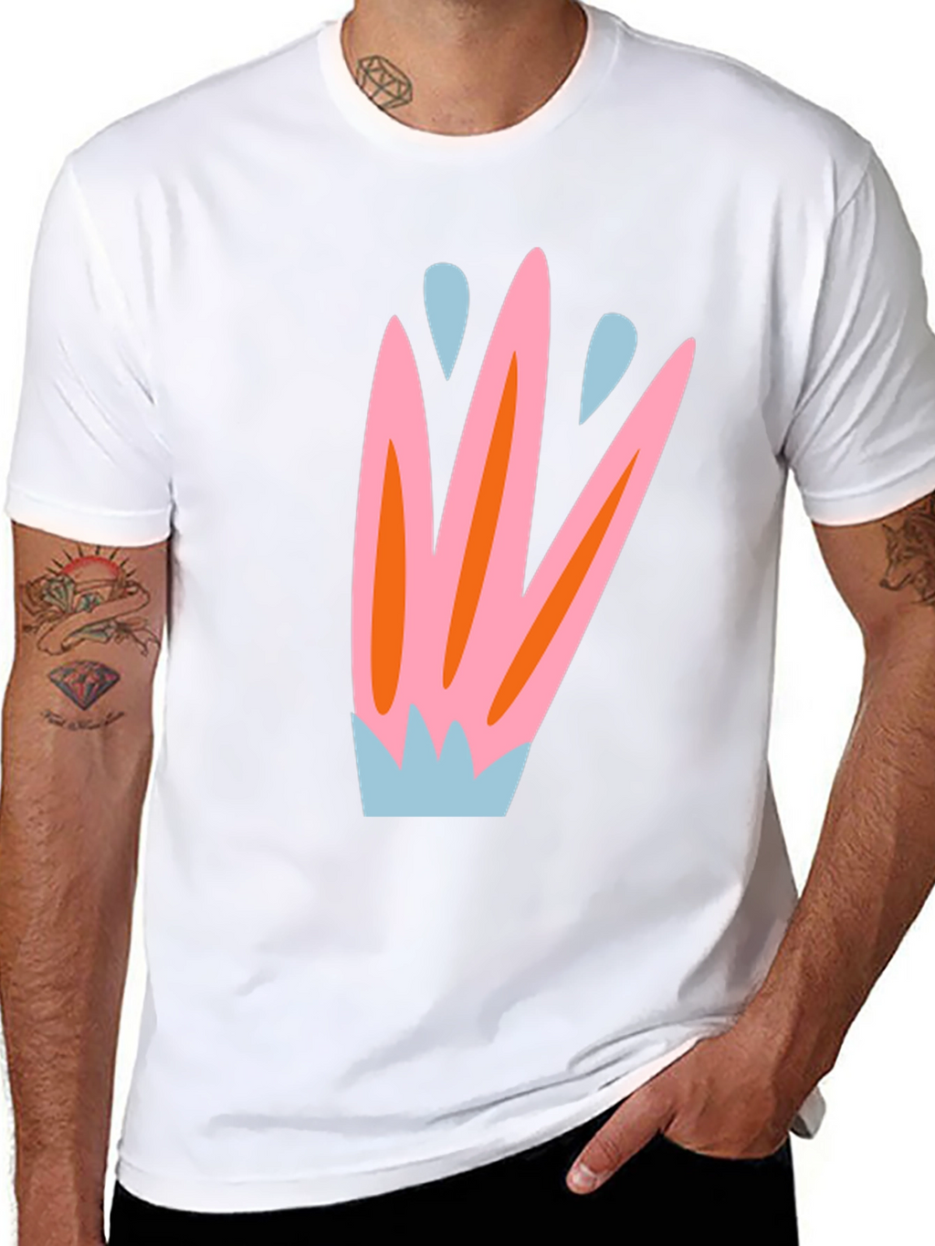 Abstract Floral Print Black T-Shirt